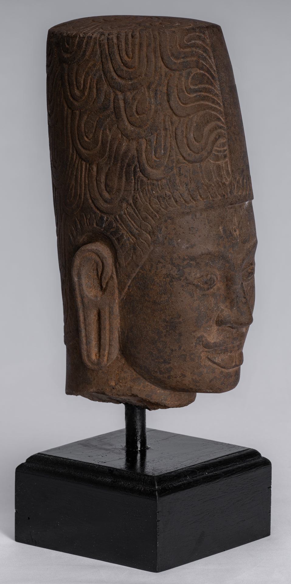 Statue Harihara - Antique Phnom Da Style Hari Hari o Vishnu & Shiva Head - 31cm/12 "