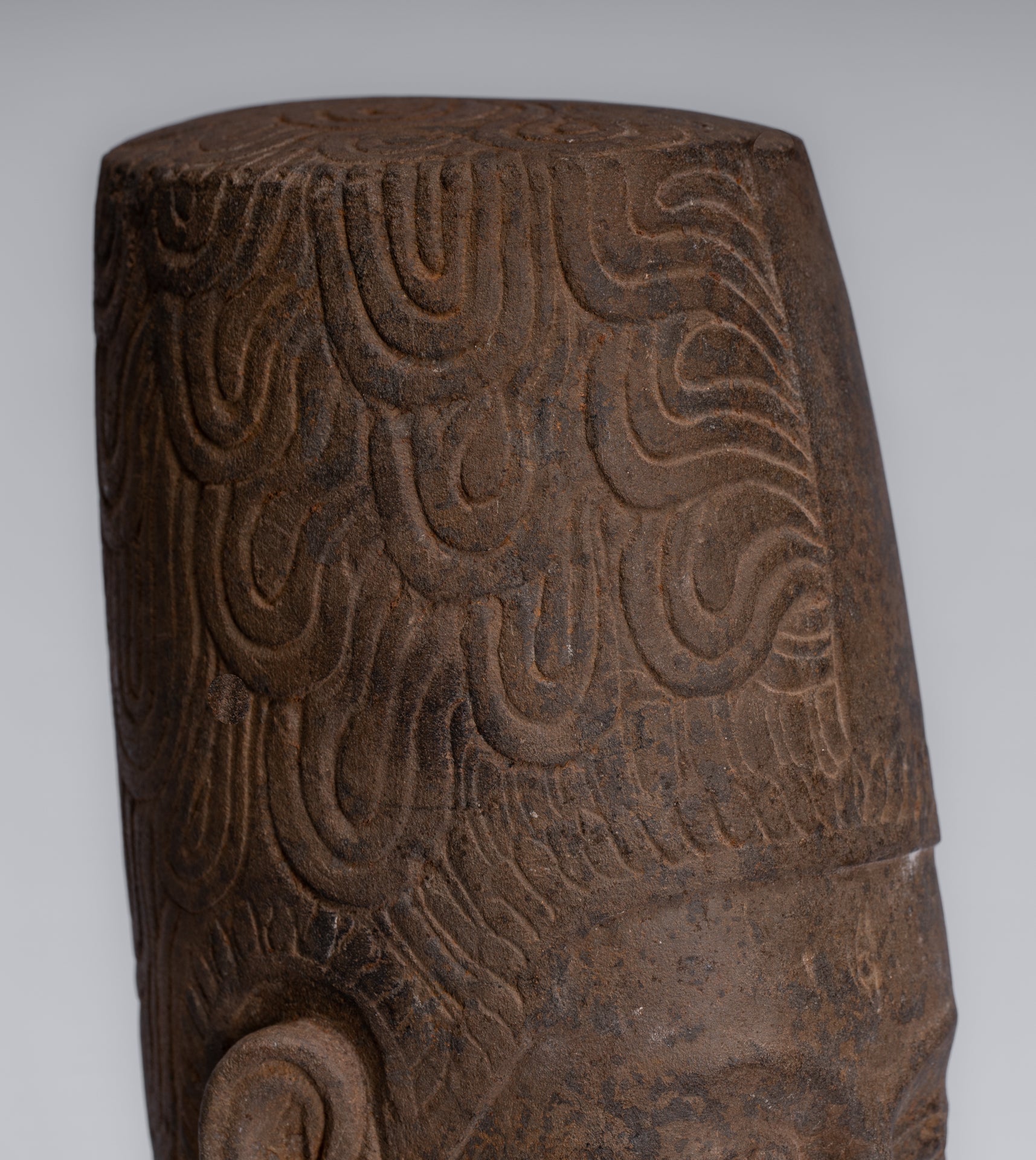 Statue Harihara - Antique Phnom Da Style Hari Hari o Vishnu & Shiva Head - 31cm/12 "