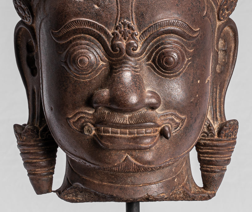 Statua del Guardian - Antique Khmer Stone Angkor Wat Style Yaksha Temple Guardian - 57 cm / 23 "