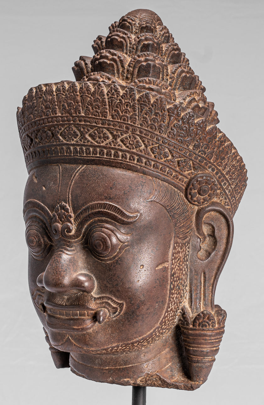 Statua del Guardian - Antique Khmer Stone Angkor Wat Style Yaksha Temple Guardian - 57 cm / 23 "