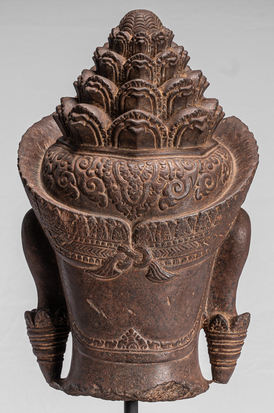 Statua del Guardian - Antique Khmer Stone Angkor Wat Style Yaksha Temple Guardian - 57 cm / 23 "