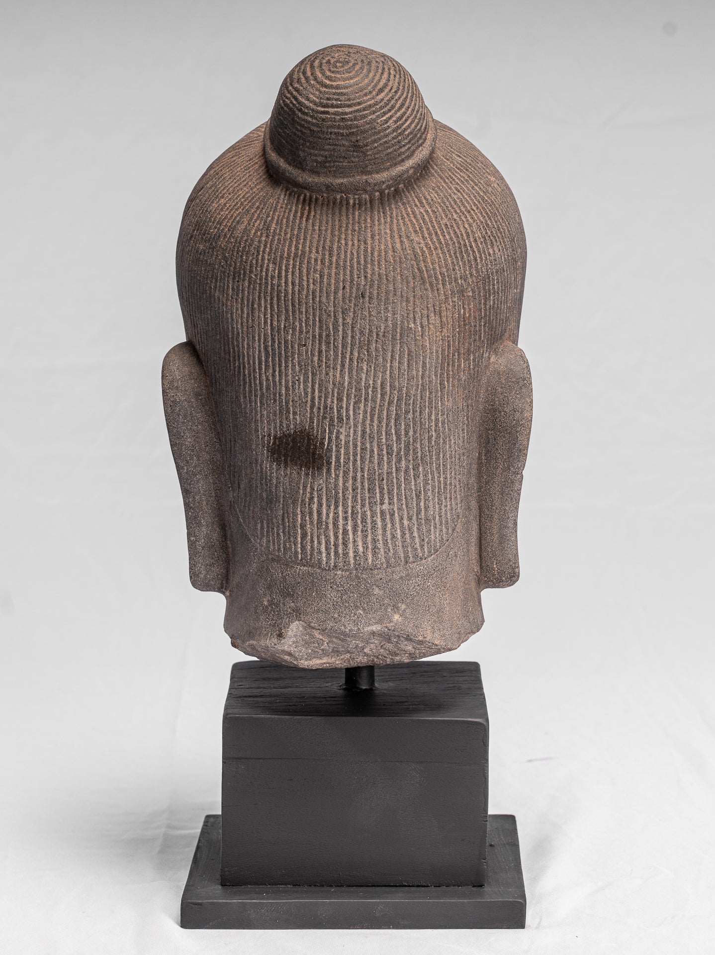 Jayavarman Statue-Antique Khmer Style Mounted Stone Jayavarman VII Head Statue-40cm/16 "