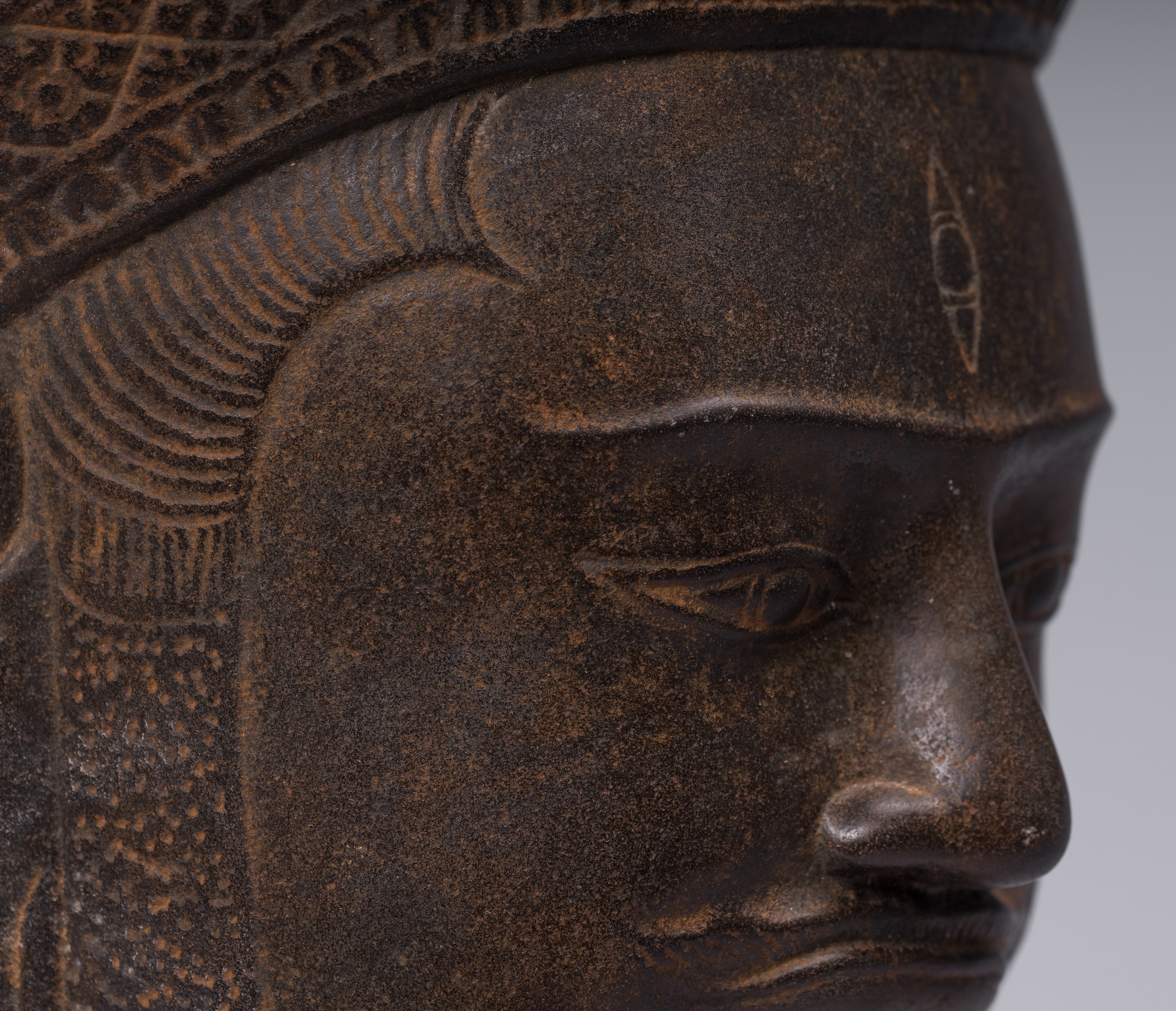 Estatua de Shiva - Estatua de cabeza de Stone Shiva de Khmer Stone de Khmer Stone - The Destroyer - 42cm/17 "