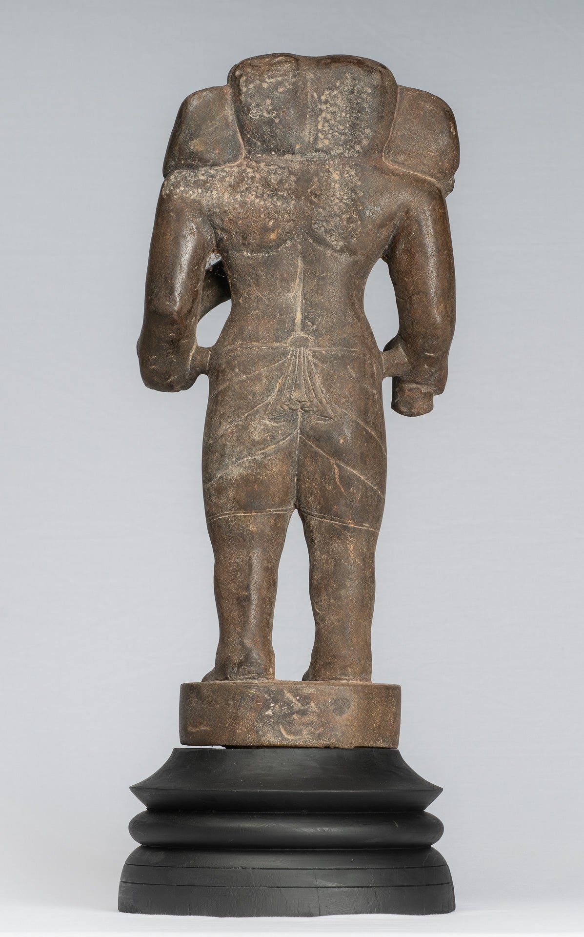 Ganesha Statue - Antique Vietnamese Style Stone Cham Mounted Ganesha Torso Statue - 64cm/26"