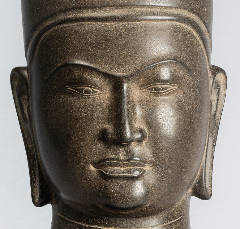 Antique Phnom Da Style Khmer Vishnu Head - Protector & Preserver - 54cm/22"