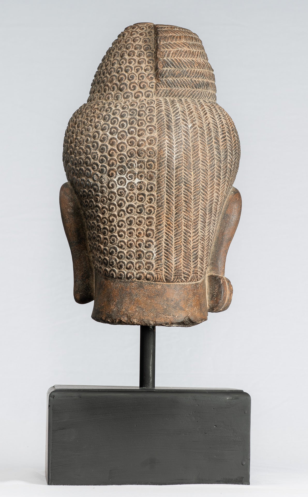 Shiva Statue-Antique Khmer Style Black Stone Yaksha & Yakshaswaroop Shiva Head-47cm/19 "