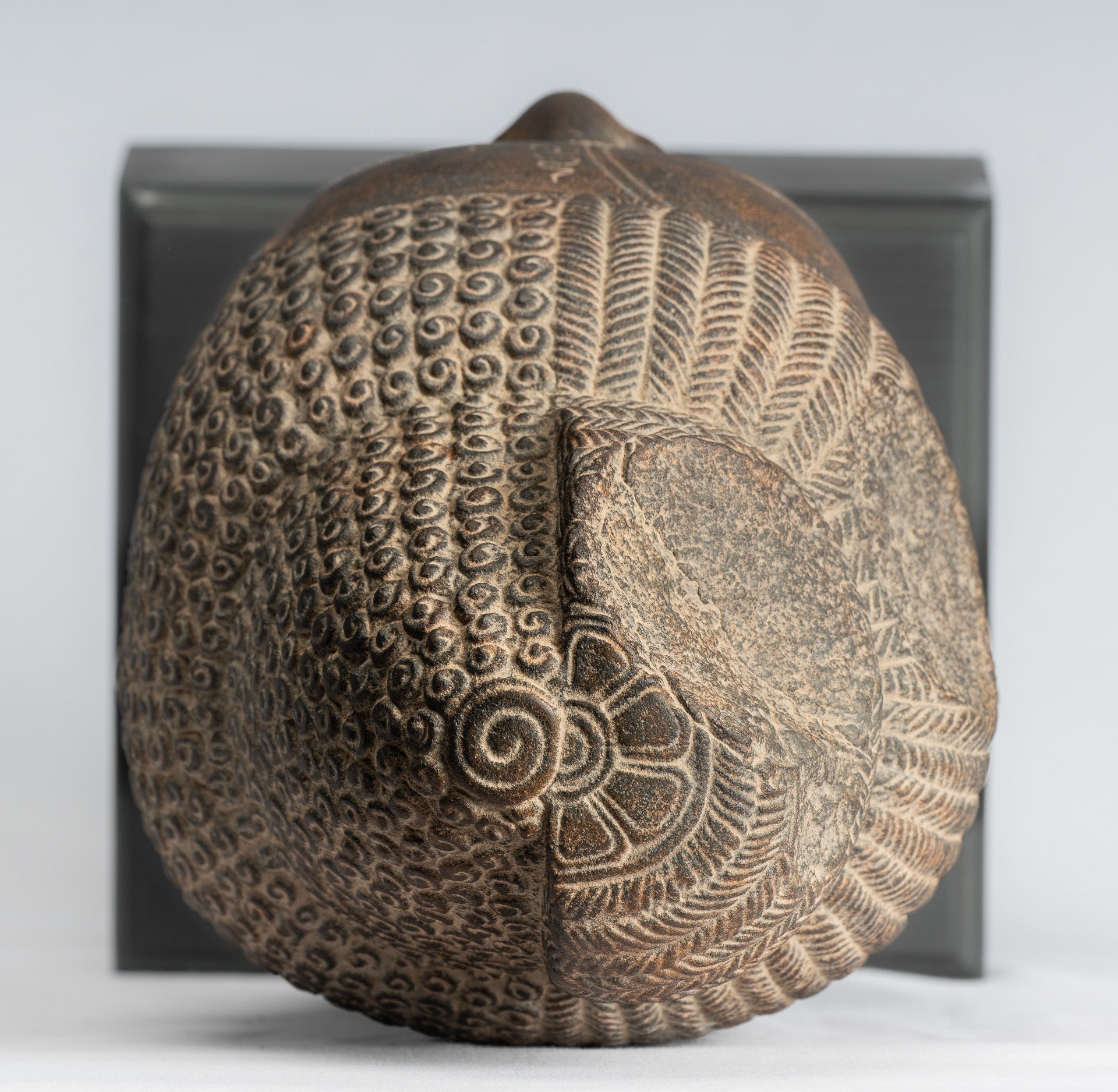 Shiva Statue-Antique Khmer Style Black Stone Yaksha & Yakshaswaroop Shiva Head-47cm/19 "