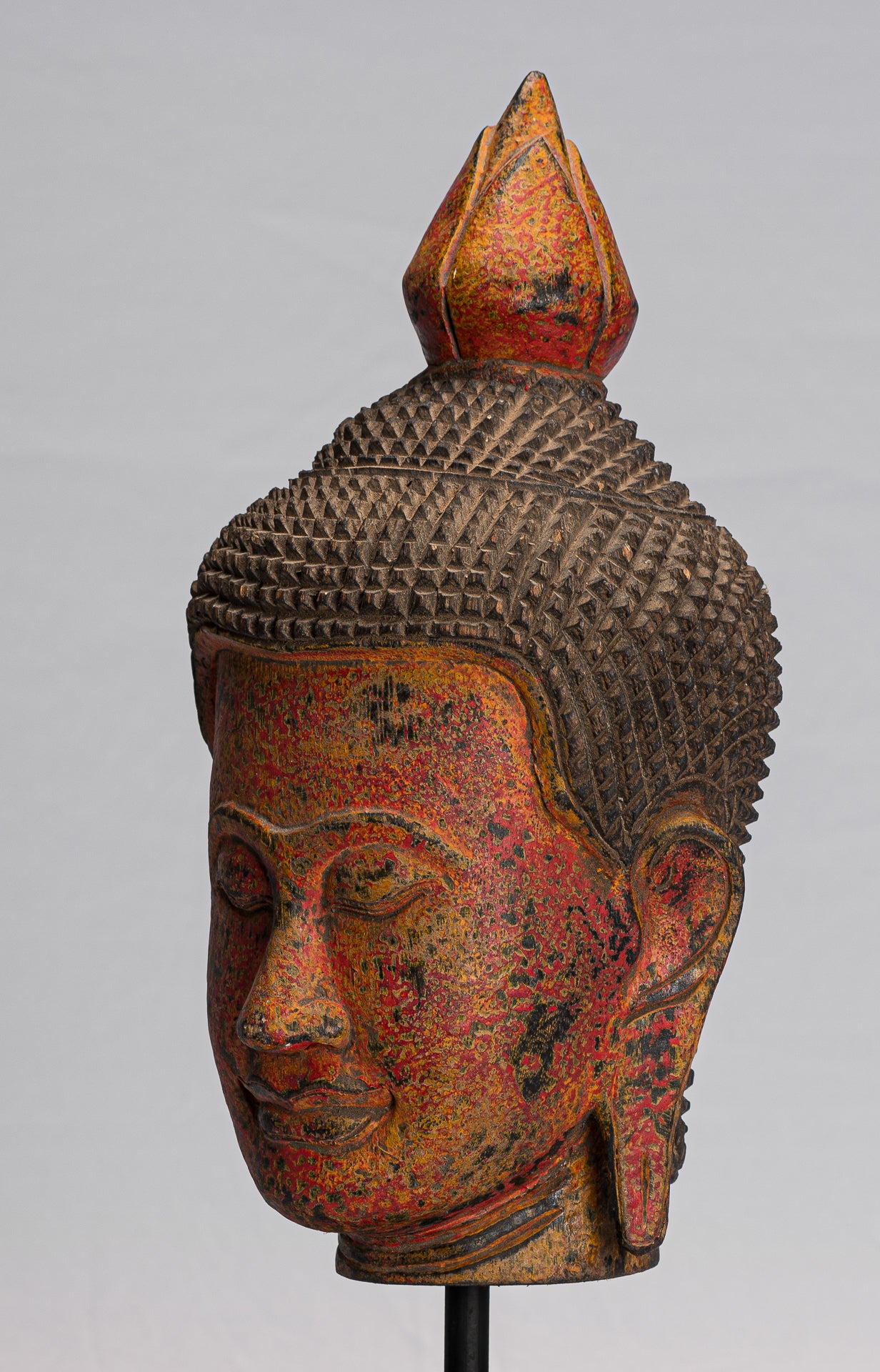 Statue de Bouddha-Antique Khmers Style de l'Asie du Sud-Est Statue du Bouddha Tête de Bouddha-40cm/16 "