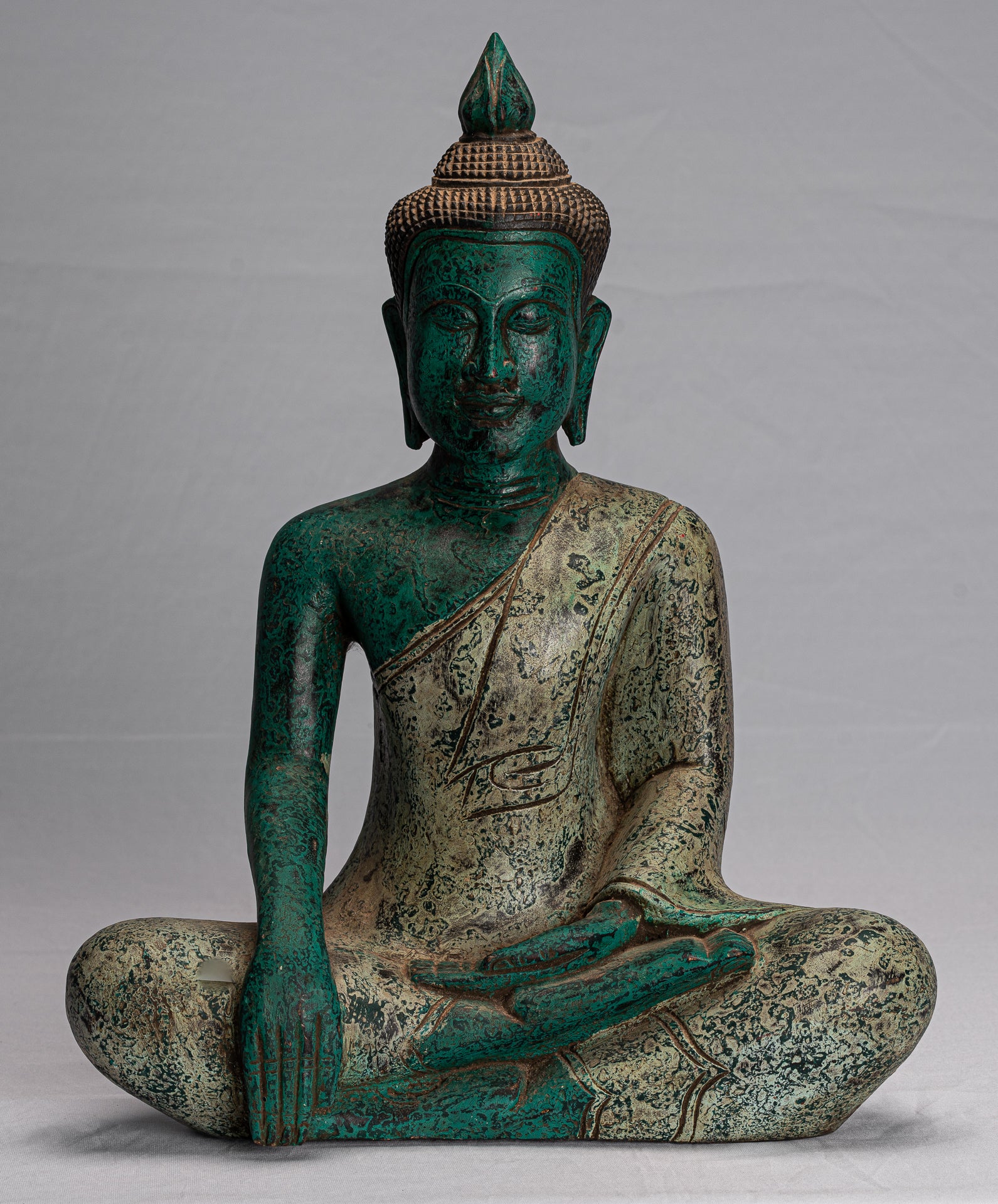Statue Buddha - Antique Khmer Style SE Asia SETTO ALLIMENTAZIONE BUDDHA STATUE - 43CM/17 "