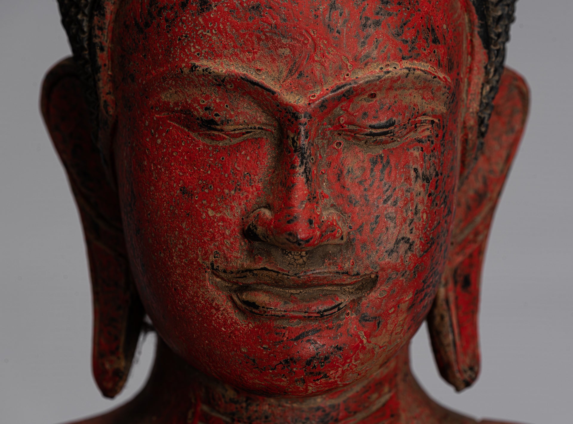 Bouddha Statue-Antique Khmer Style SE Asia Seated Wood Meditation Bouddha Statue-51cm/20 "