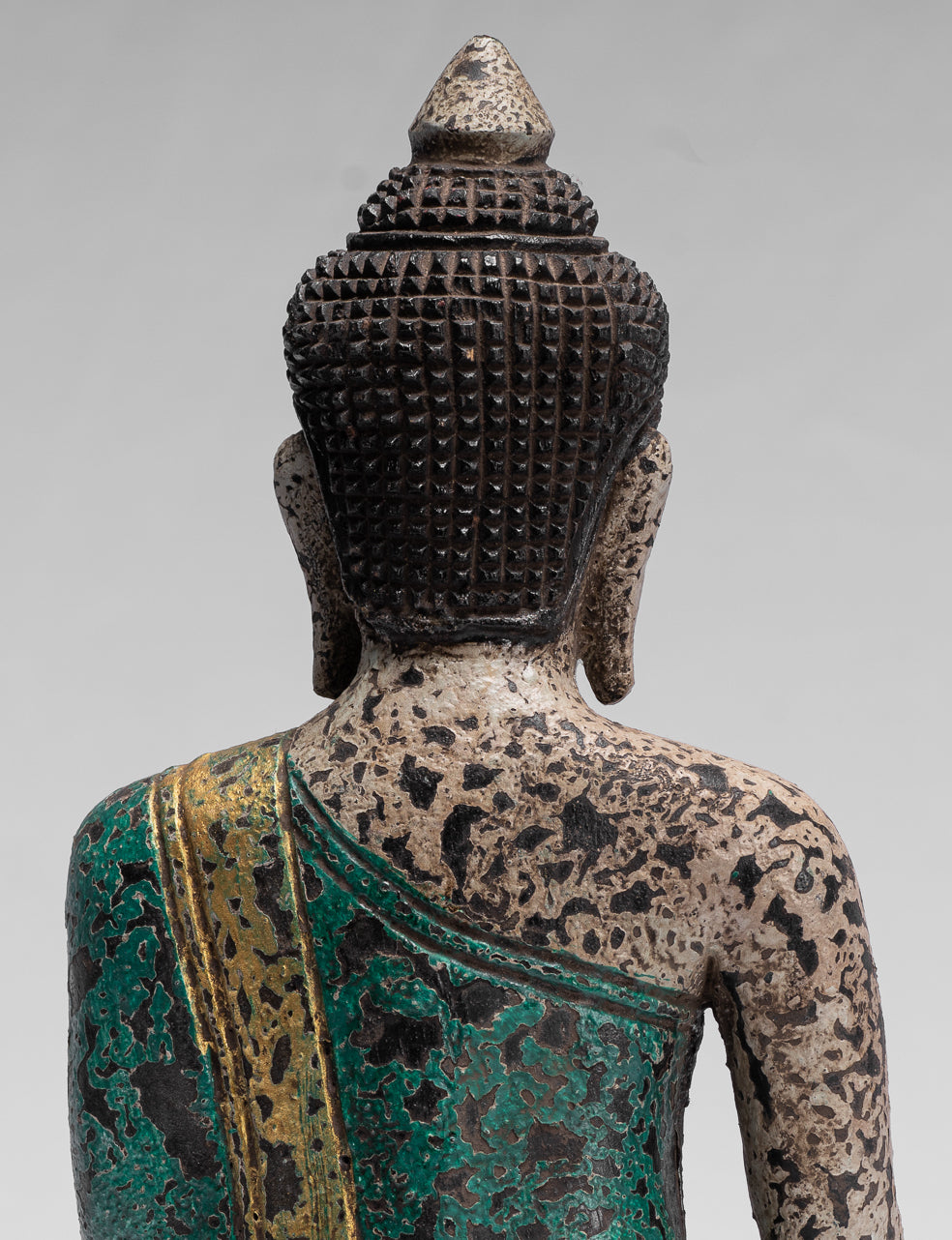 Statue de Bouddha – Antique style khmer Asie du Sud-Est assis en bois Statue de Bouddha des Lumières – 25 cm/25,4 cm