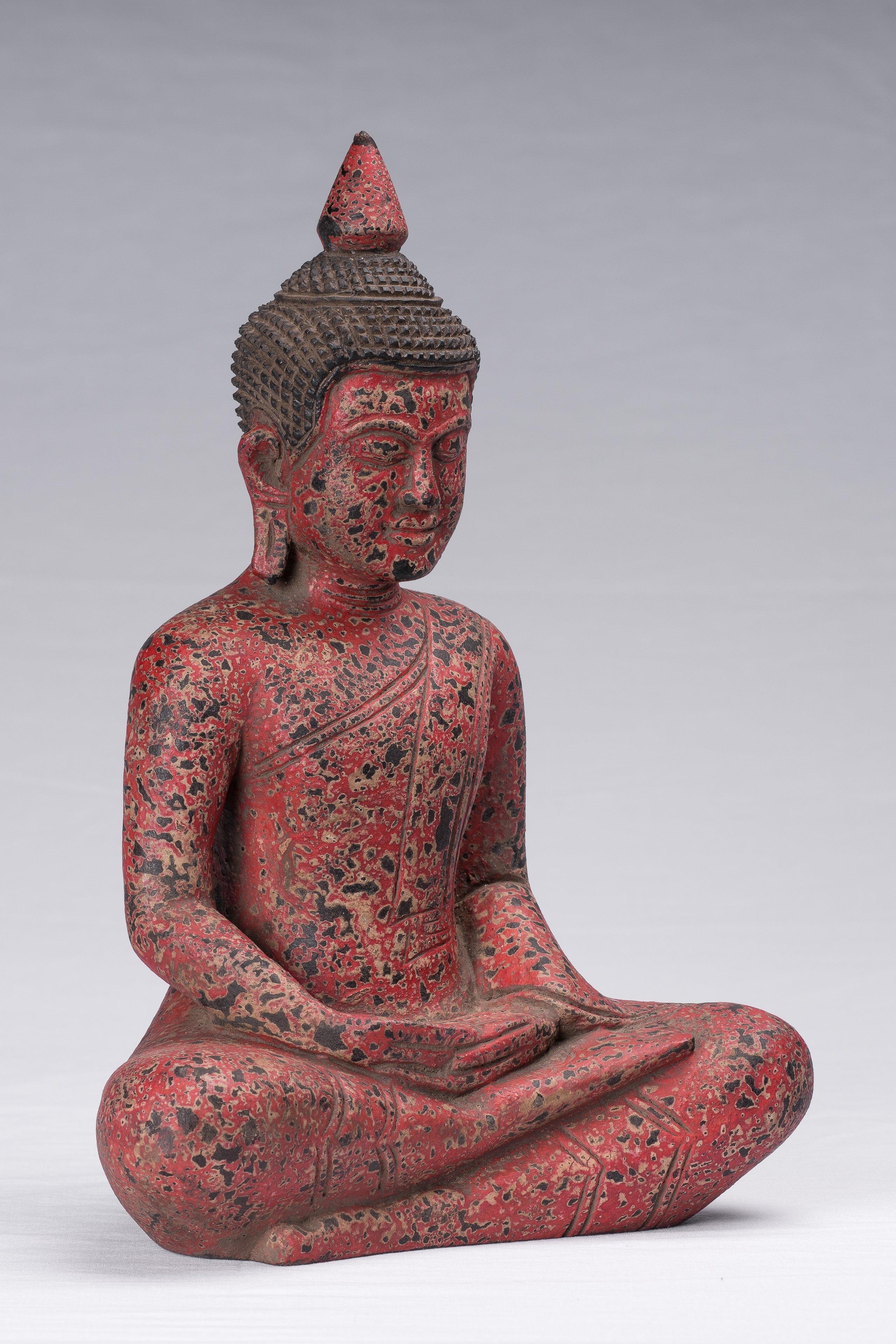 Bouddha Sculpture-Antique Khmer Style Seated Buddha Statue Dhyana Meditation Mudra-34cm/14 "