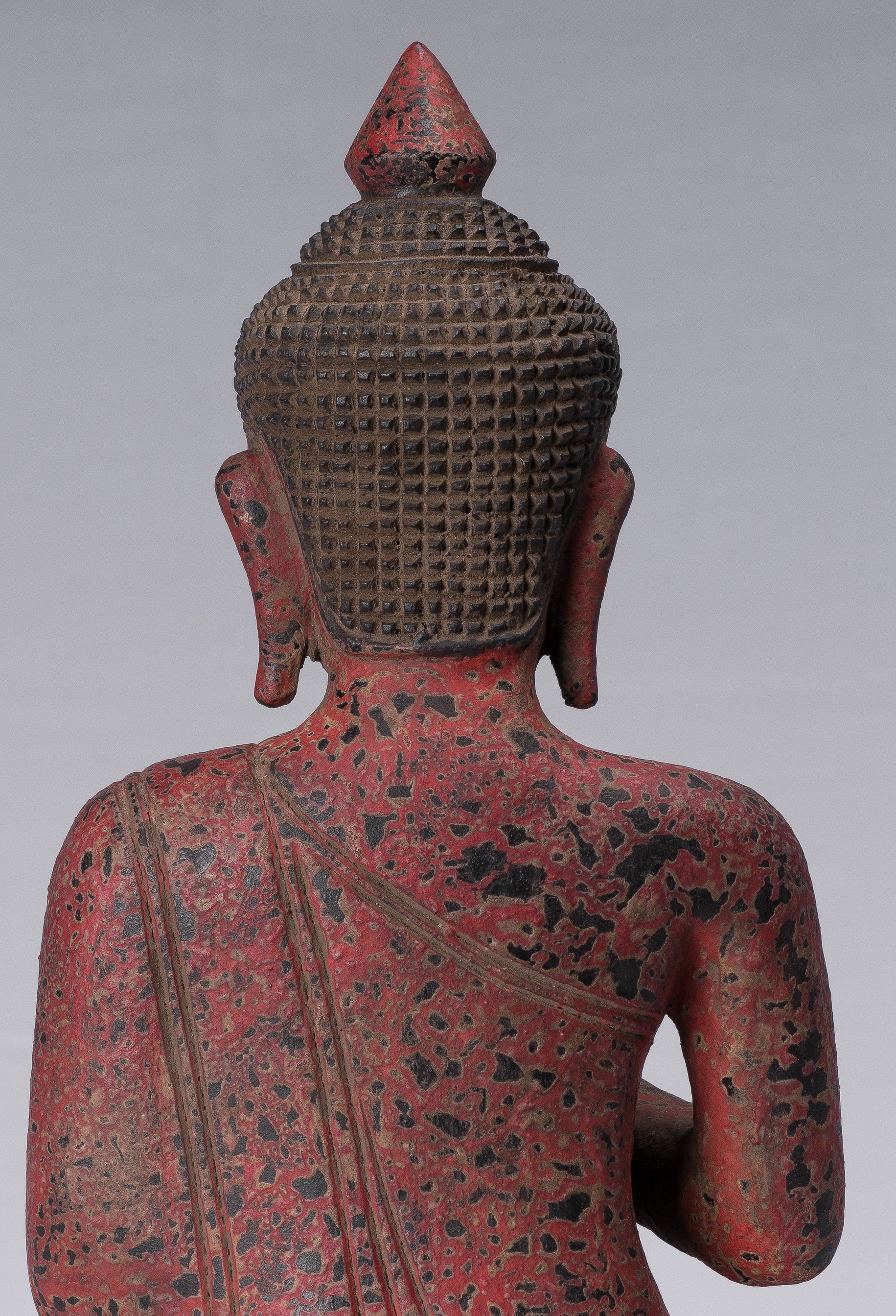 Escultura de Buda - Buda - Estatua de buda de madera de estilo jemer antiguo de estilo jemer enseñando mudra - 34 cm/14 "