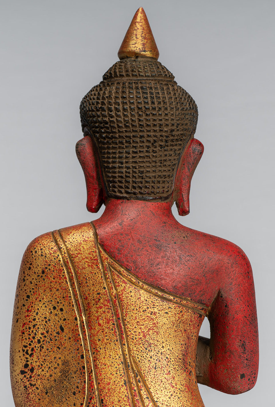 Escultura de Buda - Buda - Estatua de buda de madera de estilo jemer antiguo de estilo jemer enseñando mudra - 32 cm/13 "