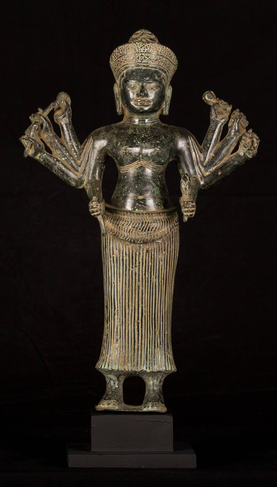 Antique Khmer Style Koh Ker Durga Mahishasuramardini Statue-54cm/22 "