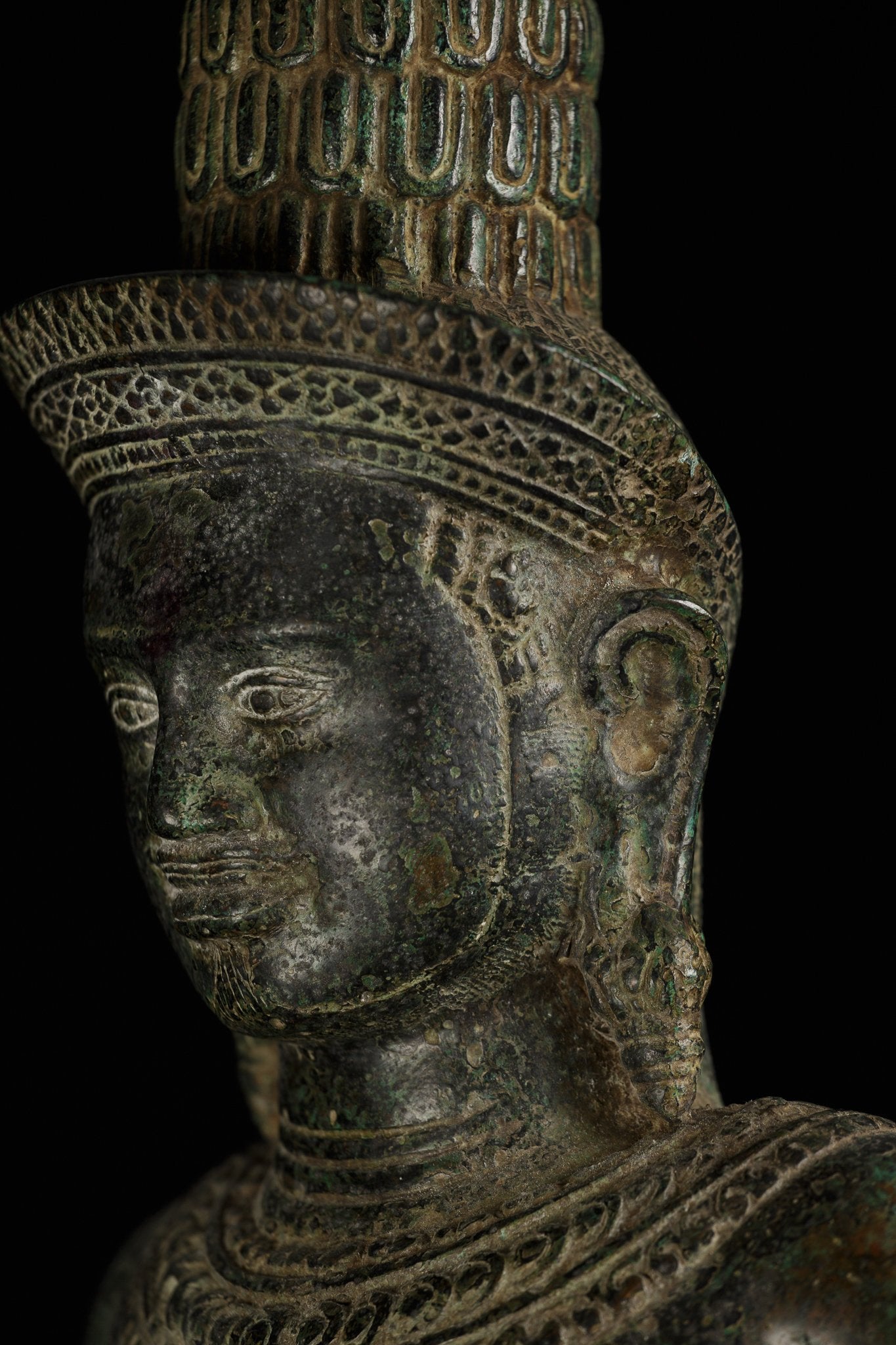 Antique Khmer Style Bronze Standing Angkor Wat Style Shiva con Spear -93cm/37 "