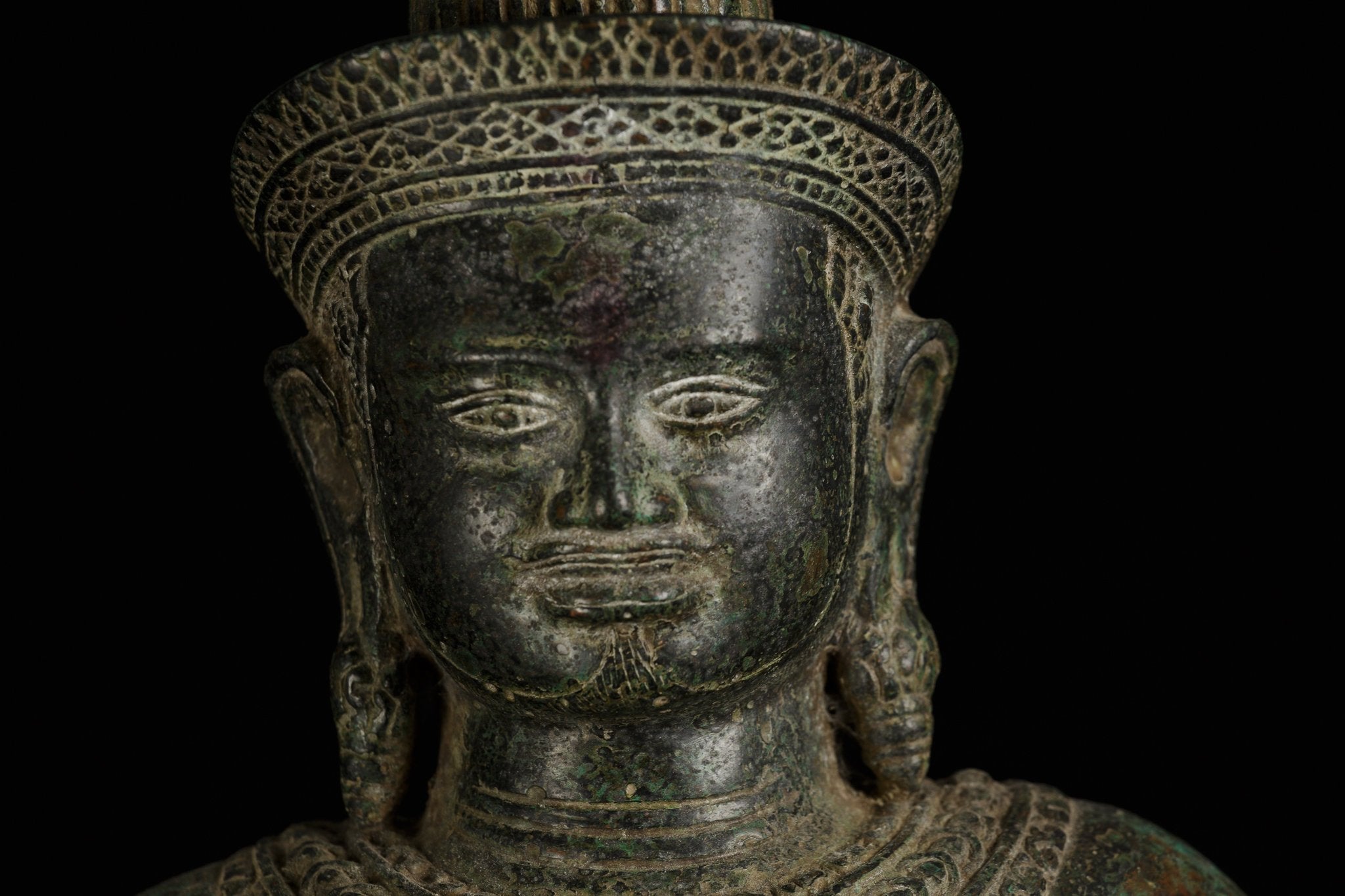 Antique Khmer Style Bronze Standing Angkor Wat Style Shiva con Spear -93cm/37 "