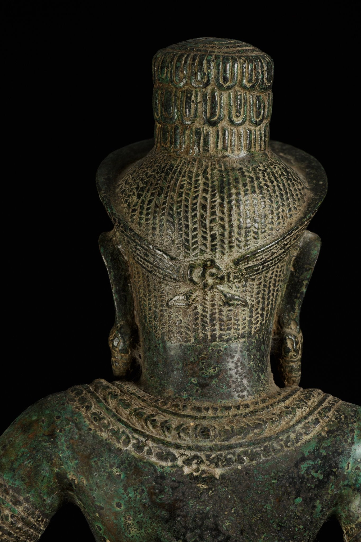 Antique Khmer Style Bronze Standing Angkor Wat Style Shiva con Spear -93cm/37 "