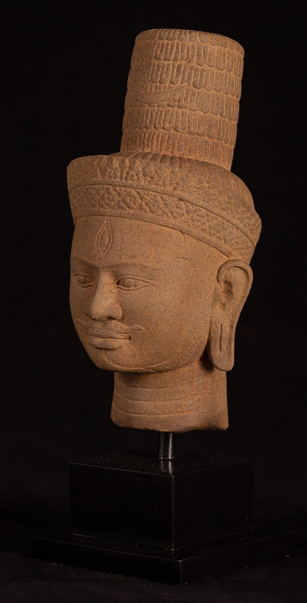 Antique Bakheng Style Khmer Stone Shiva Head Statue-The Destroyer-35cm/14 "