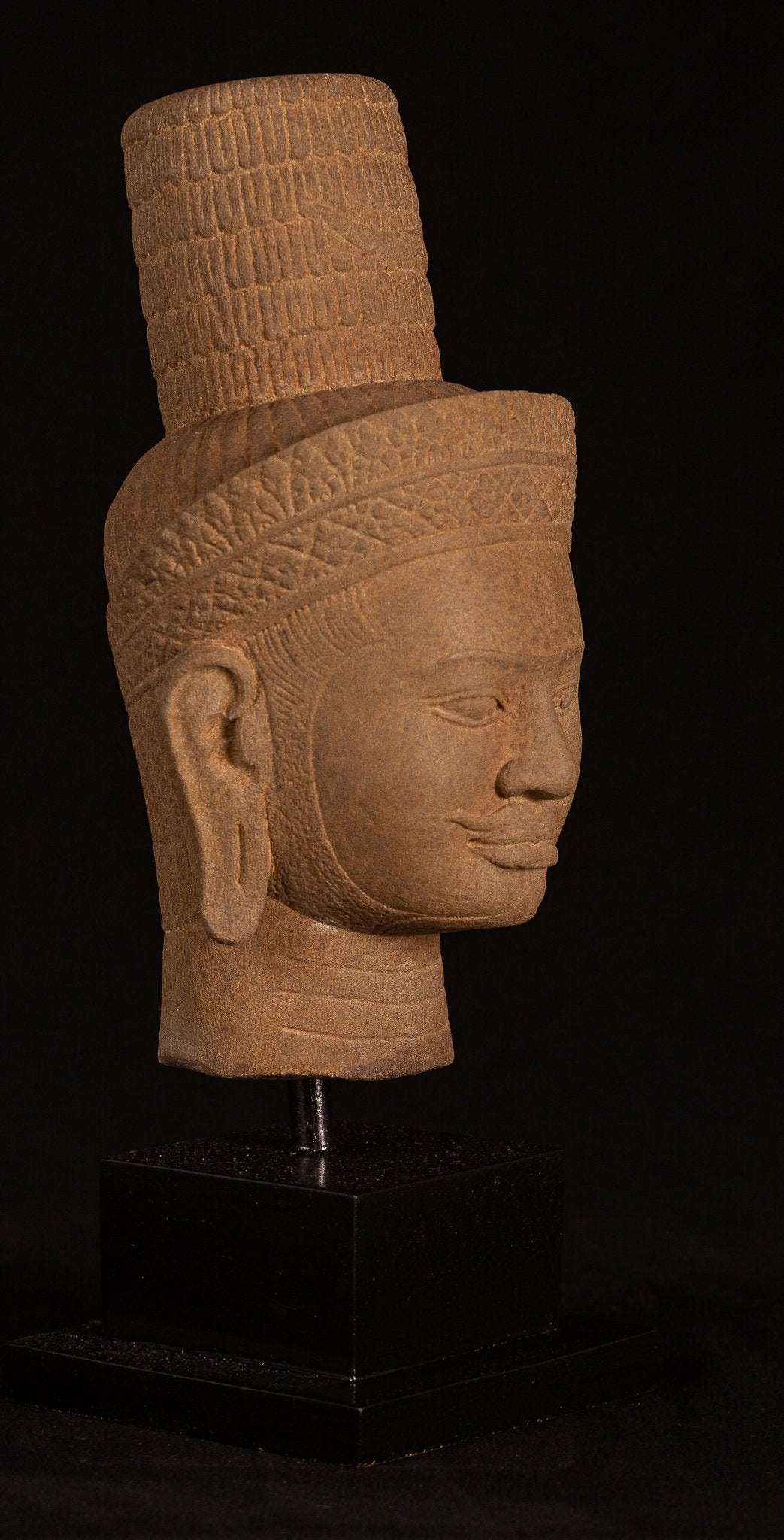 Antique Bakheng Style Khmer Stone Shiva Head Statue-The Destroyer-35cm/14 "