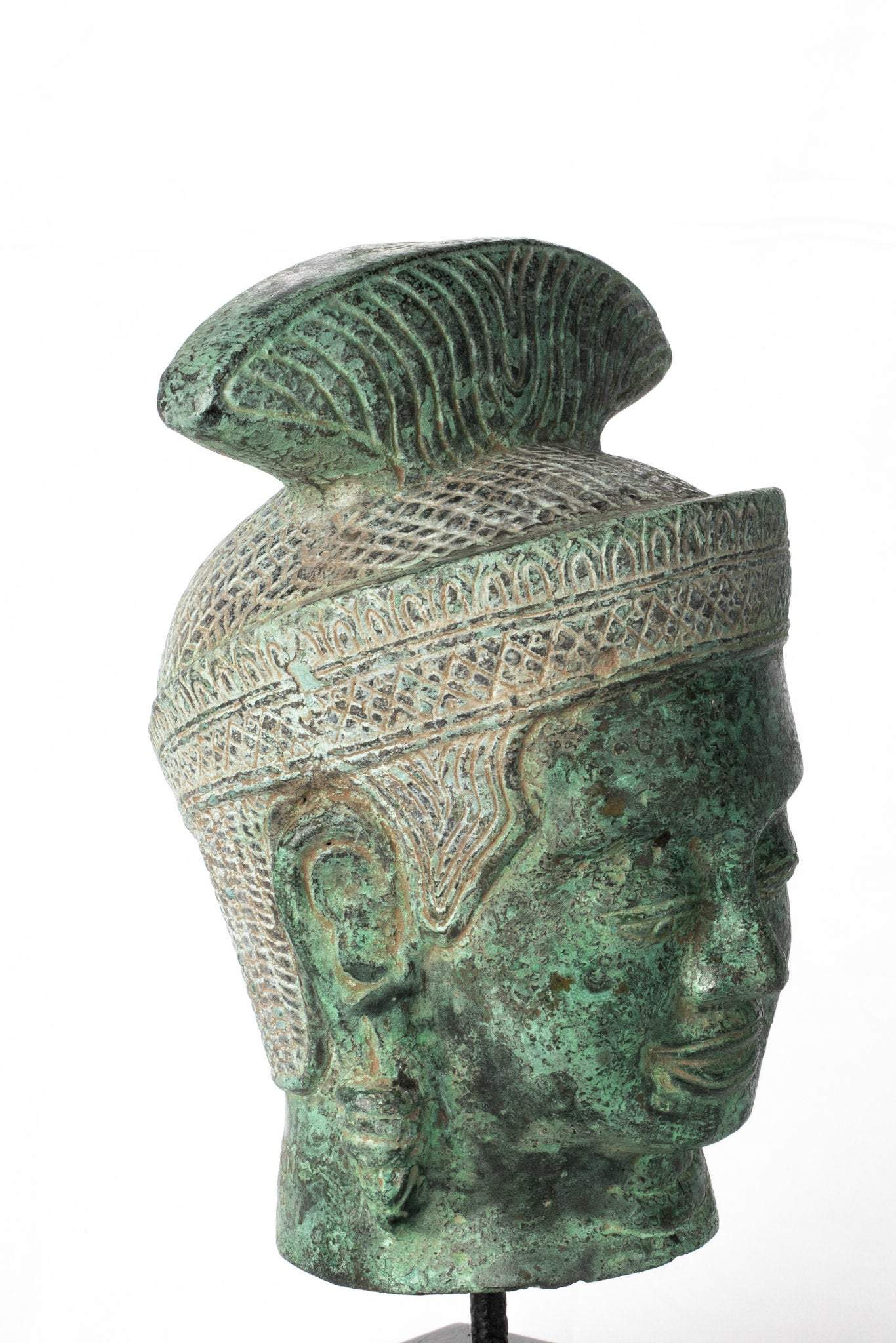 Antique Khmer Style Bronzo Lakshmi o Devi/Divina Head - 24 cm/10 "