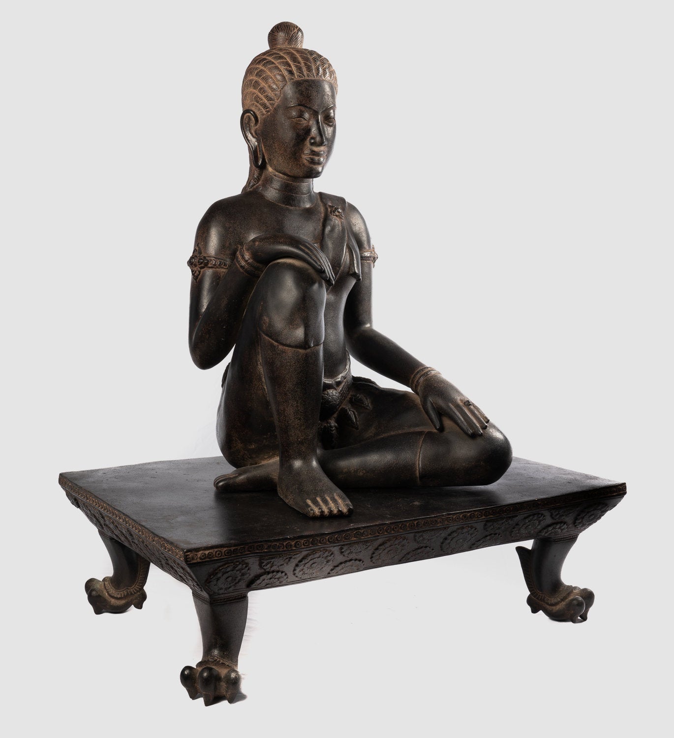 Yeay Mao-Statue – antike Bronze-Statue im Khmer-Stil – Yeay Mao oder Oma Mao-Statue – 84 cm.