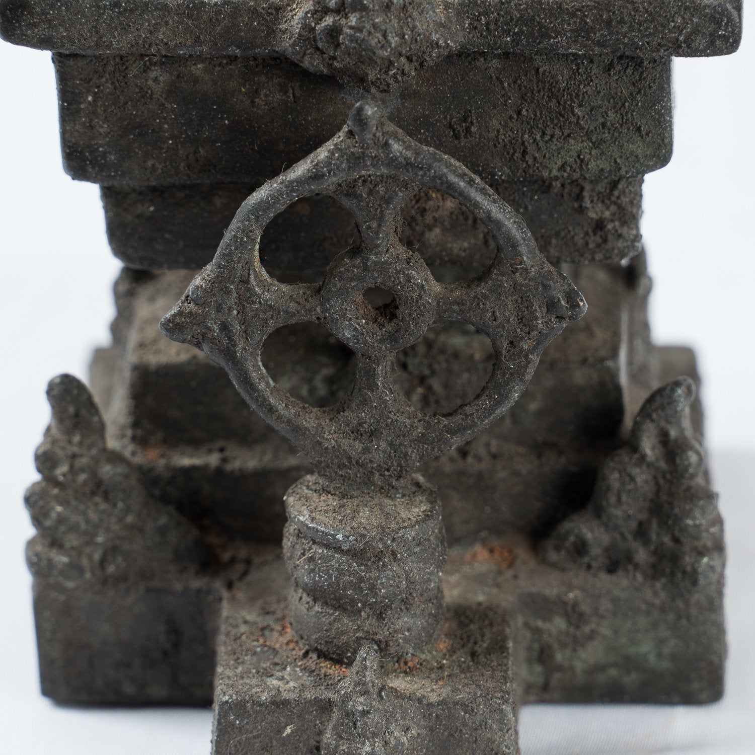 Antique in stile indonesiano seduto in bronzo giavanese Amitabha Buddha Statua - 22 cm/9 "