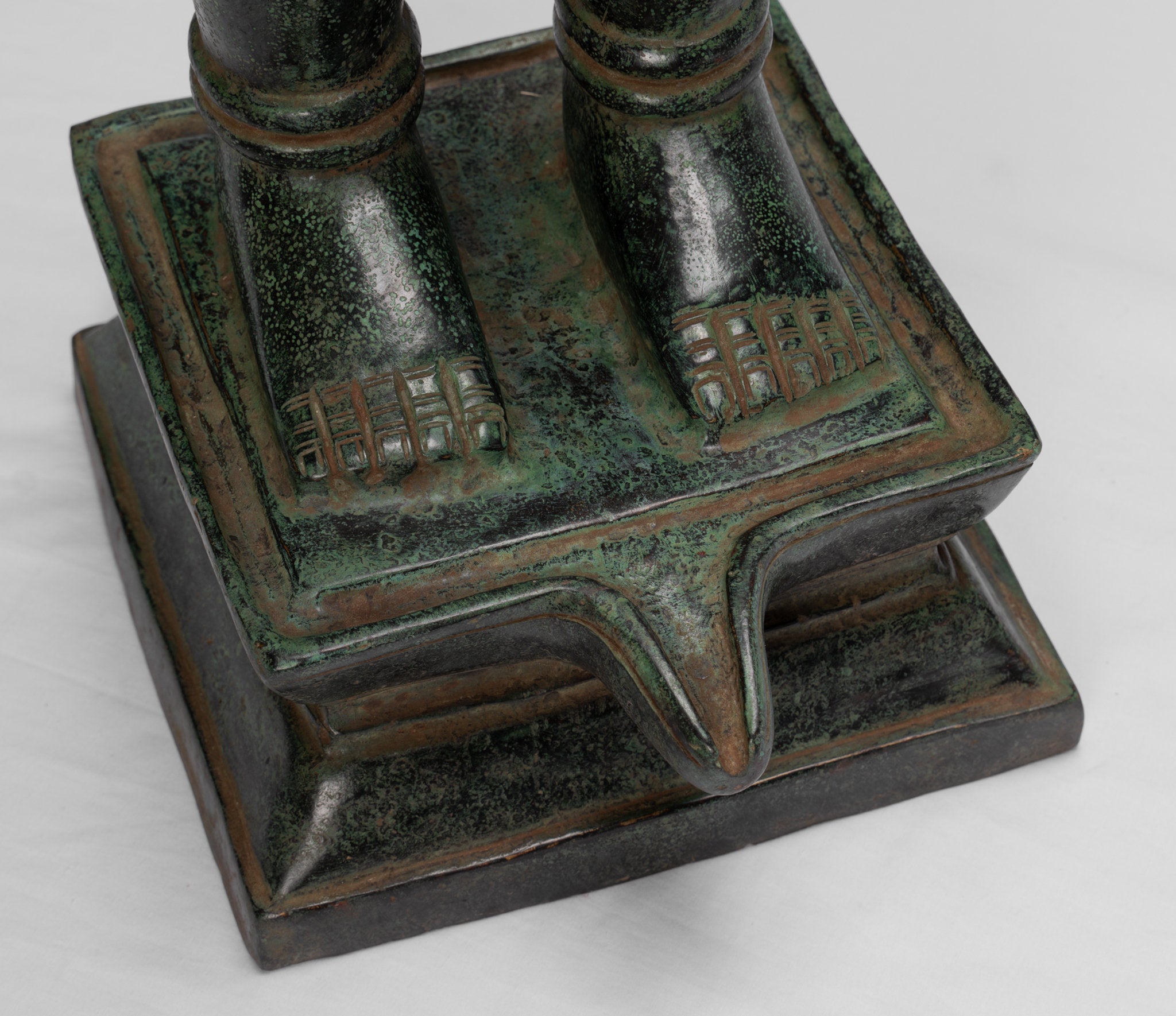 Ganesha Statue-Antique Khmer Style Standing Bronze Bayon Ganesha Statue and Yoni-86cm/34 "