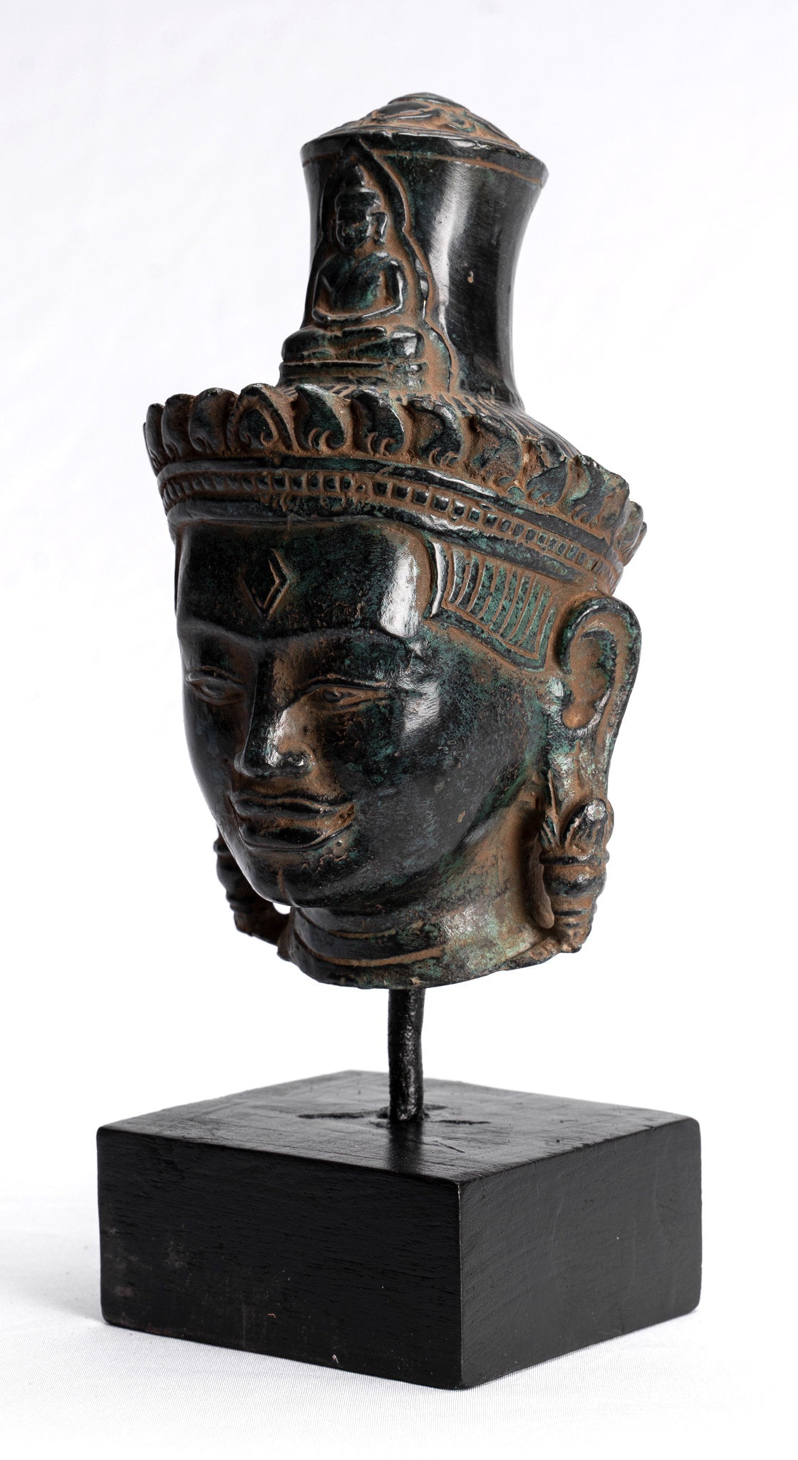 Estatua de Lokeshvara - Cabezal de Lokeshvara Montado de estilo de bronce de estilo Jhmer.