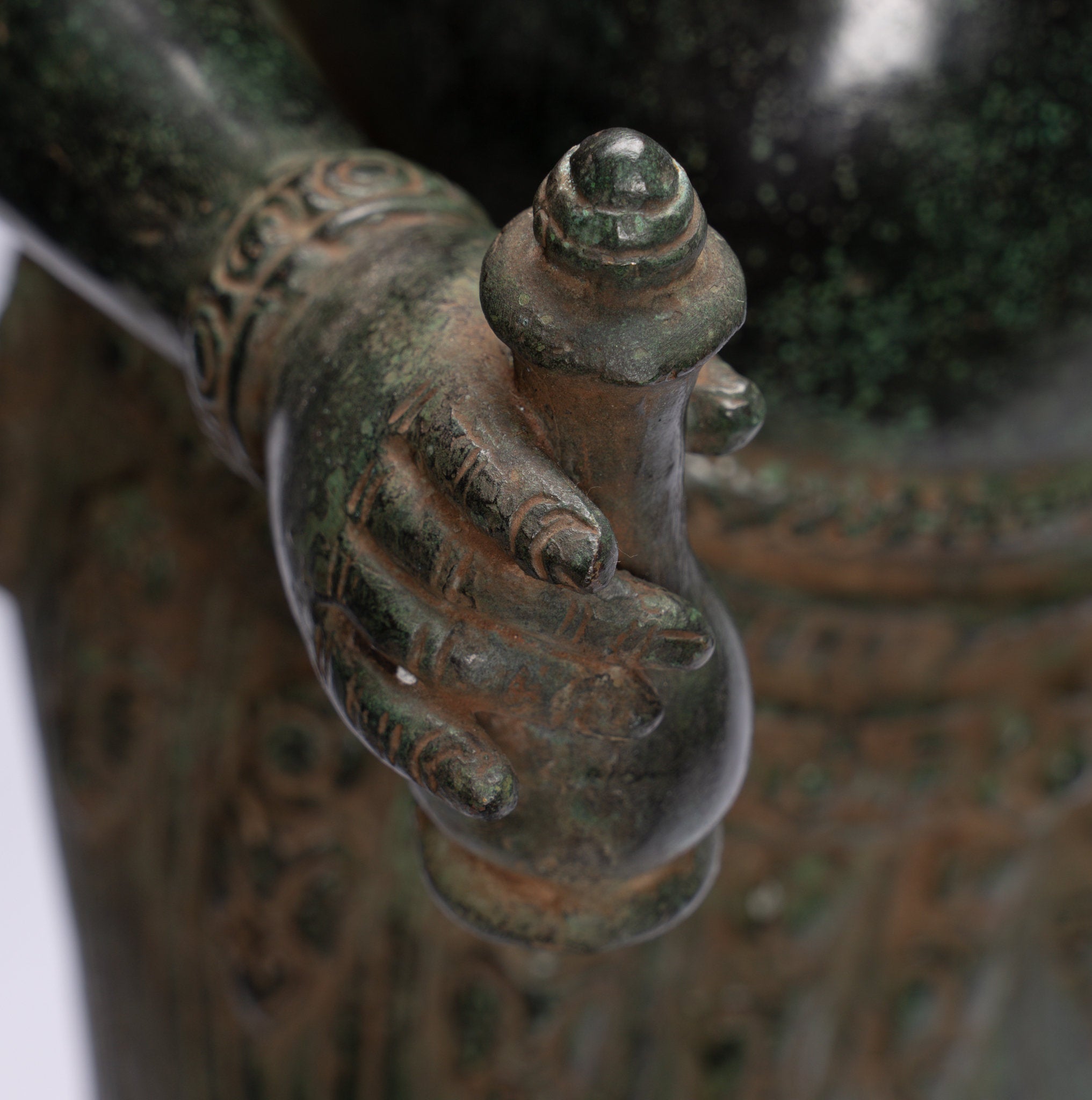 Ganesha Statue-Antique Khmer Style Standing Bronze Bayon Ganesha Statue and Yoni-86cm/34 "