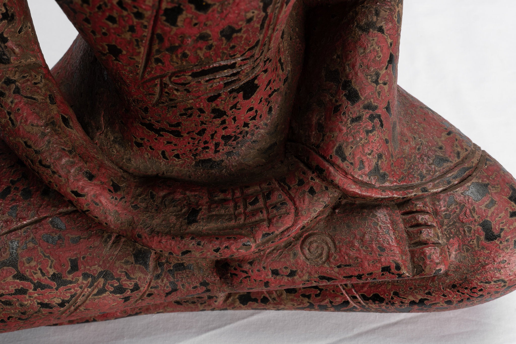 Bouddha assis en bois de style khmer antique dhyana méditation mudra - 38cm / 15 "