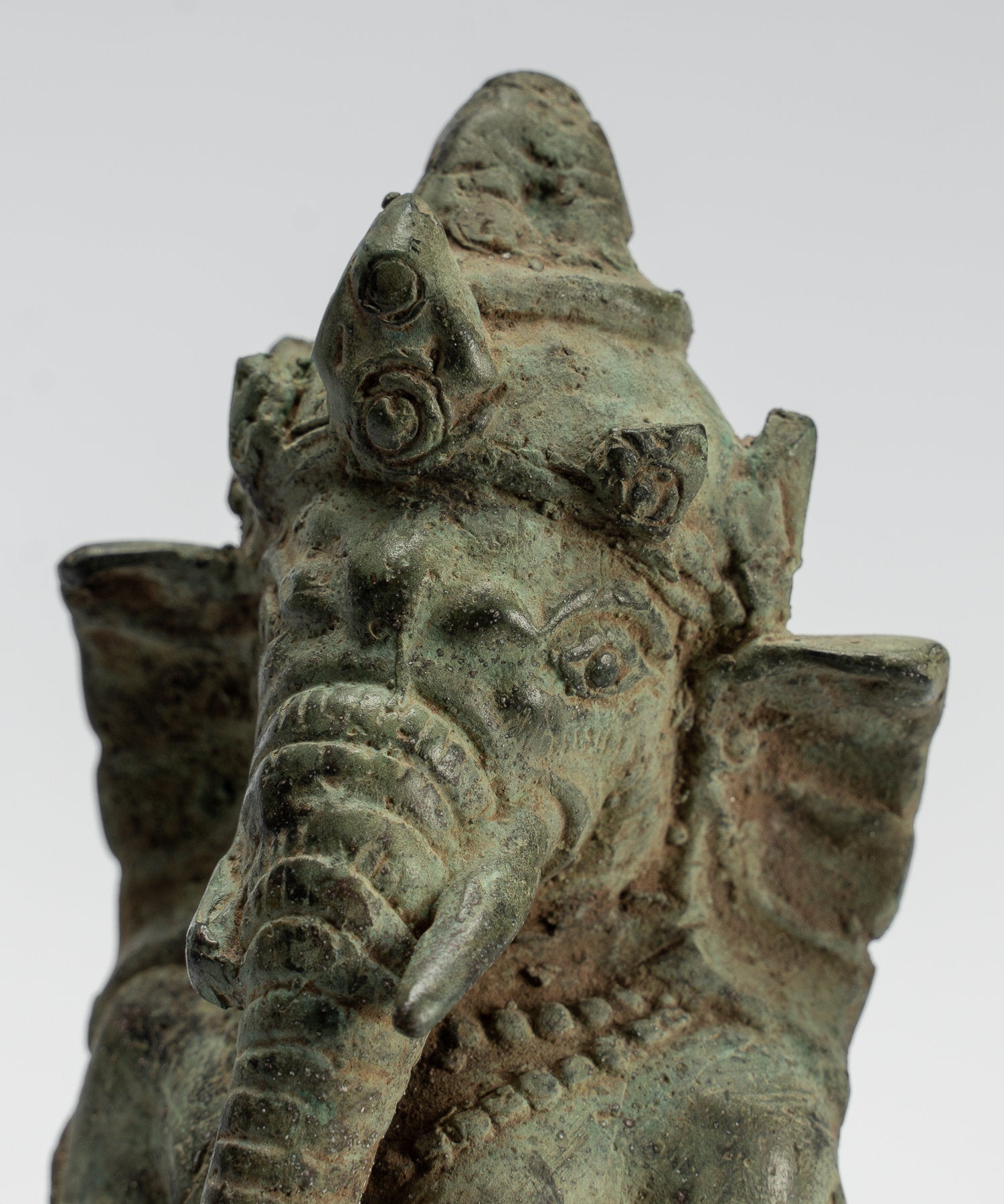 Ganesha Statue - Antique Javanese Style Bronze Standing Indonesian Ganesha Statue - 19cm/8"