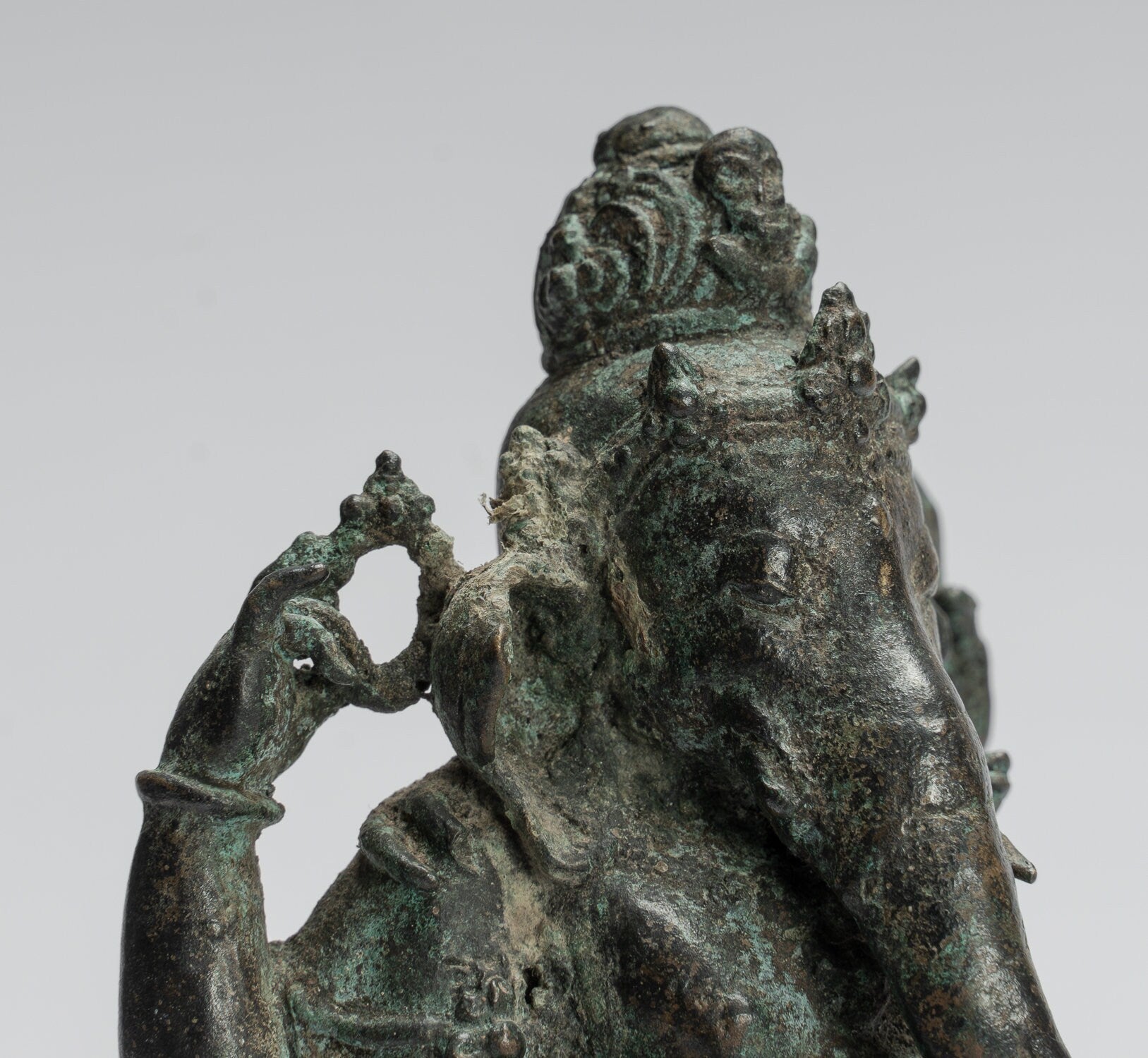 Estatua Ganesha - Estatua de bronce de estilo javanés antiguo Majapahit Ganesha - 24 cm/10 "