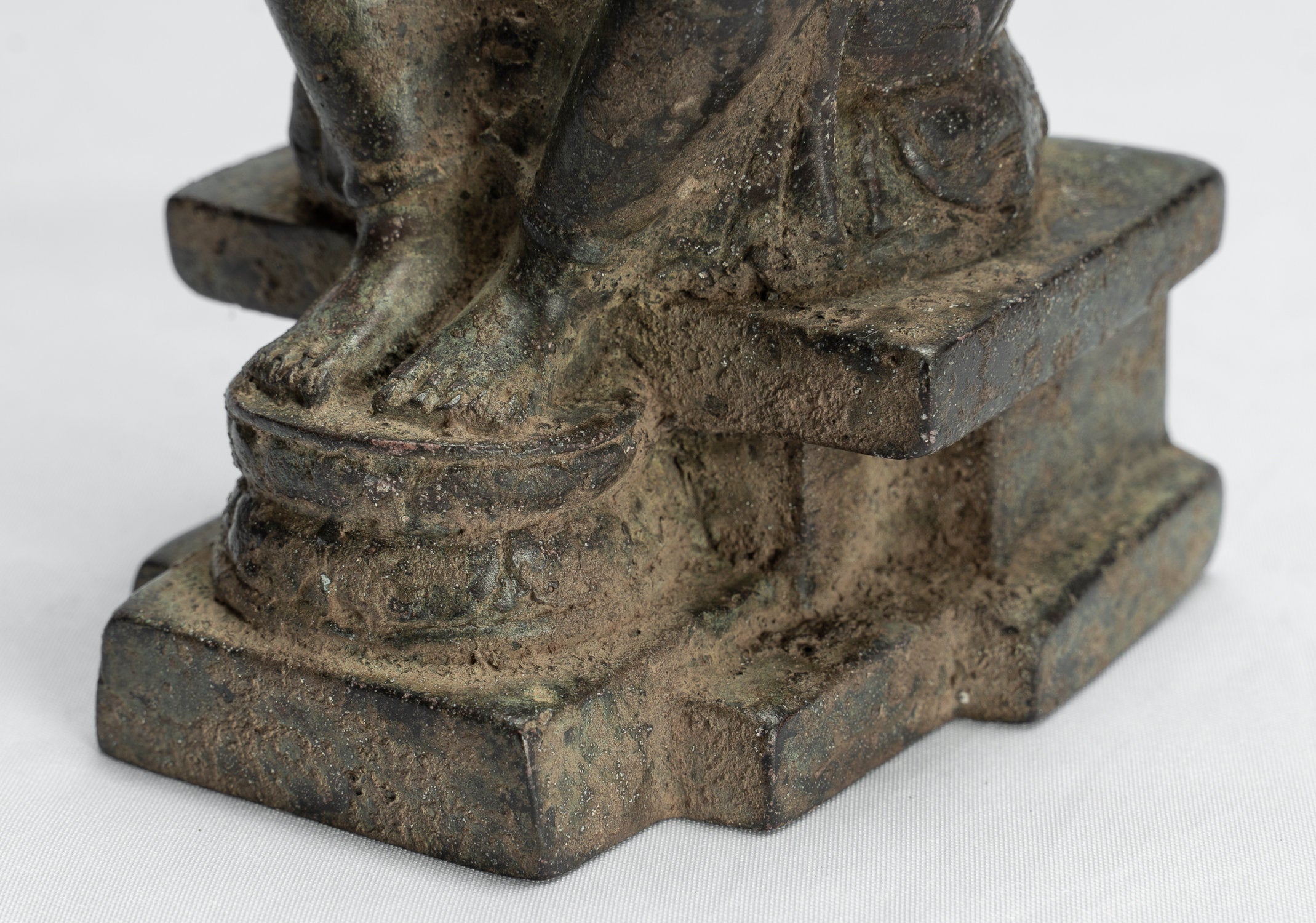 Bouddha Statue-Antique Indonésien Style Seated Bronze Javanais Preaching Buddha-18cm/7 "