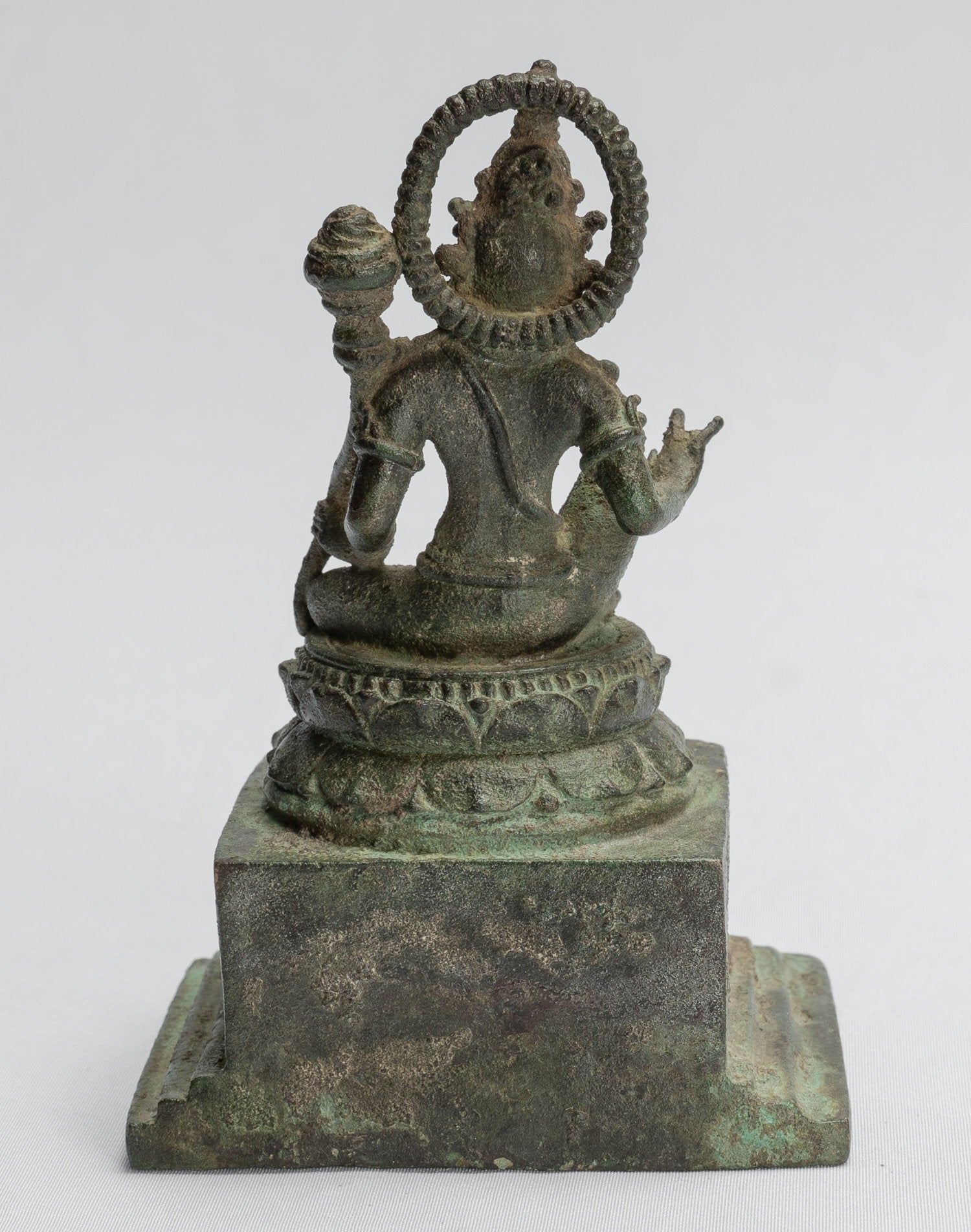 Statue de Tara – Statue antique de style Java Majapahit assise en bronze Devi Tara – 12 cm/12,7 cm