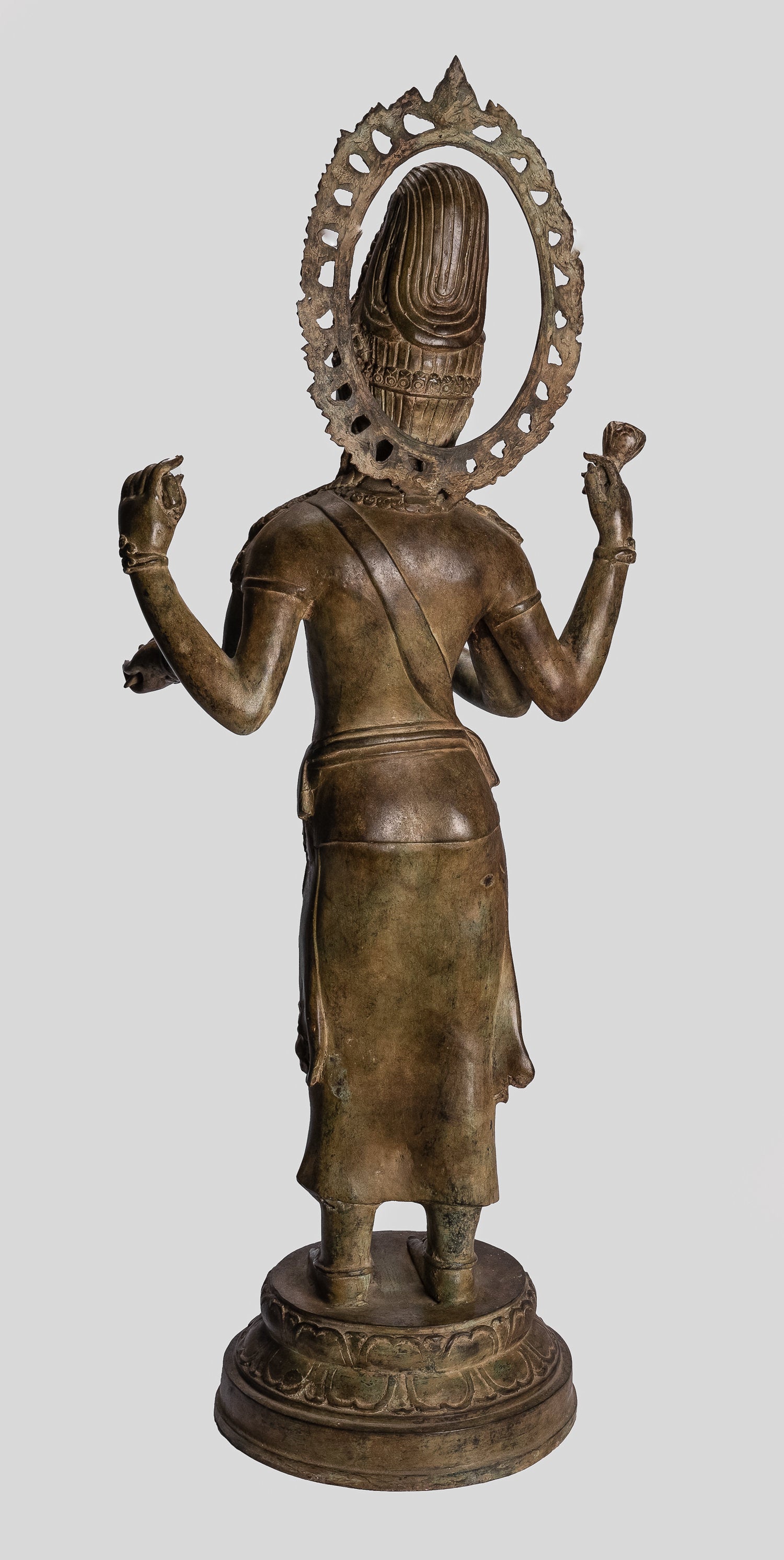Statue Vishnu - Bronzo in stile tailandese antico in piedi a quattro braccio Vishnu Statue - Protector -108cm/43 "