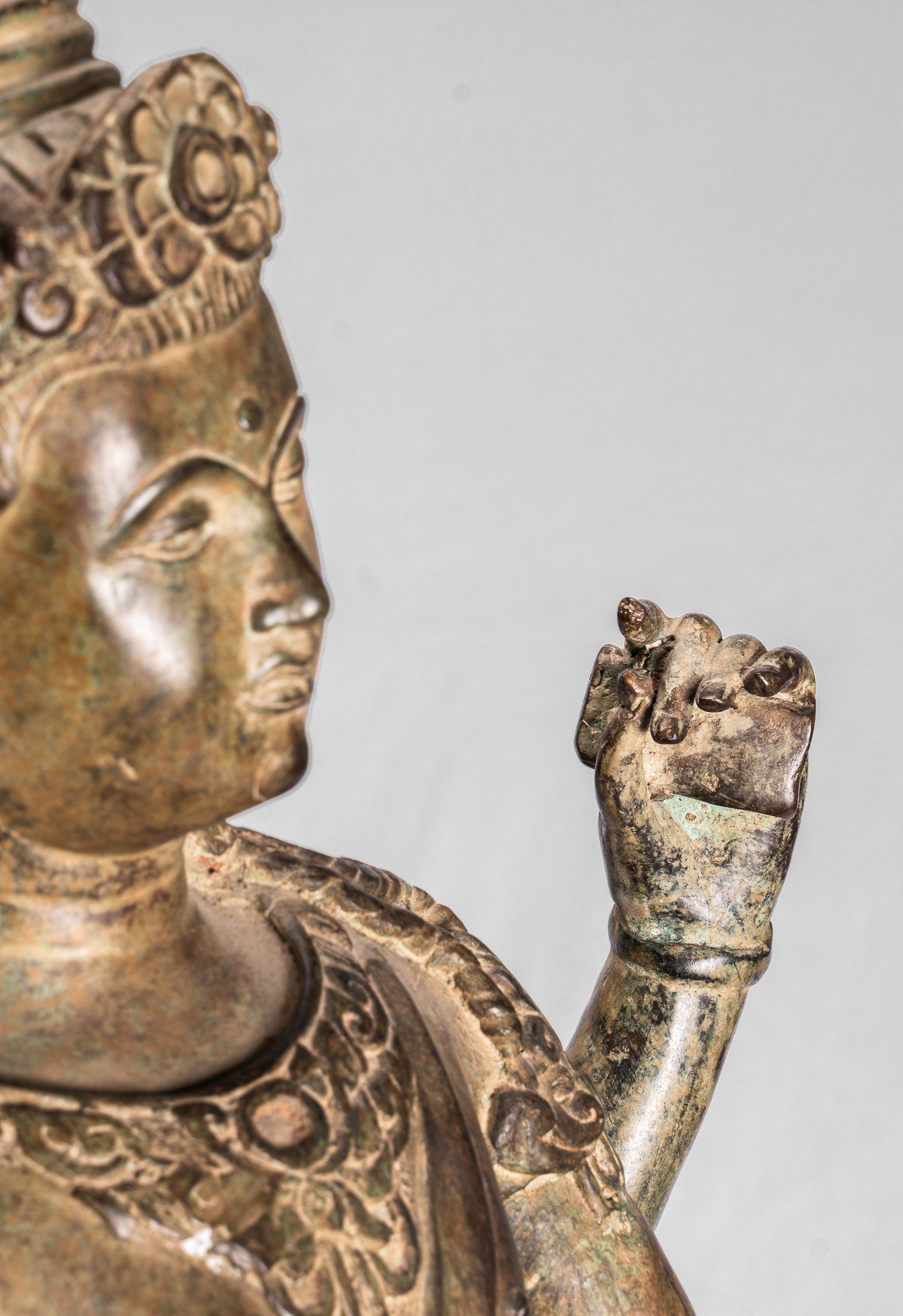 Statue Vishnu - Bronzo in stile tailandese antico in piedi a quattro braccio Vishnu Statue - Protector -108cm/43 "