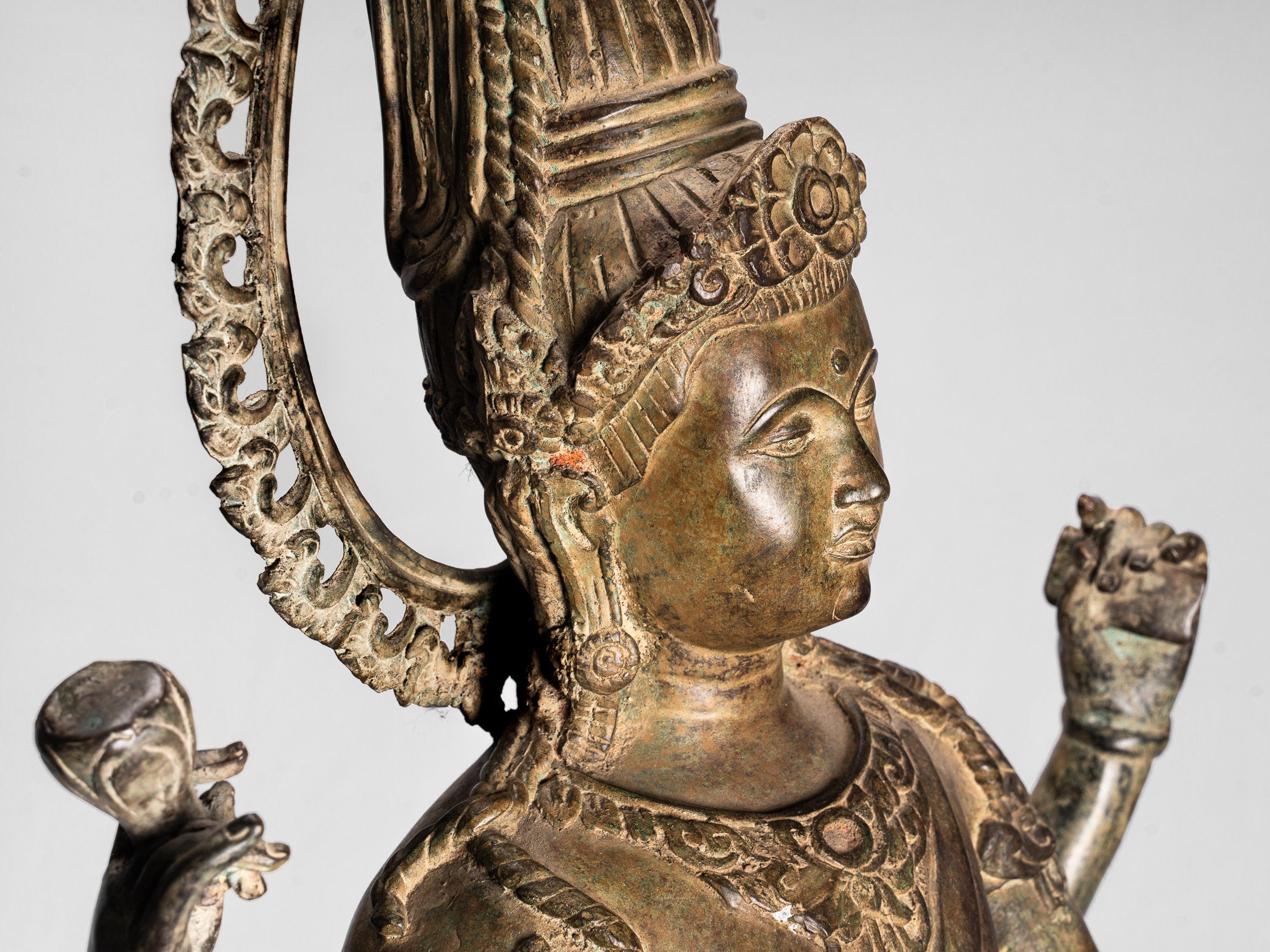 Statue Vishnu - Bronzo in stile tailandese antico in piedi a quattro braccio Vishnu Statue - Protector -108cm/43 "