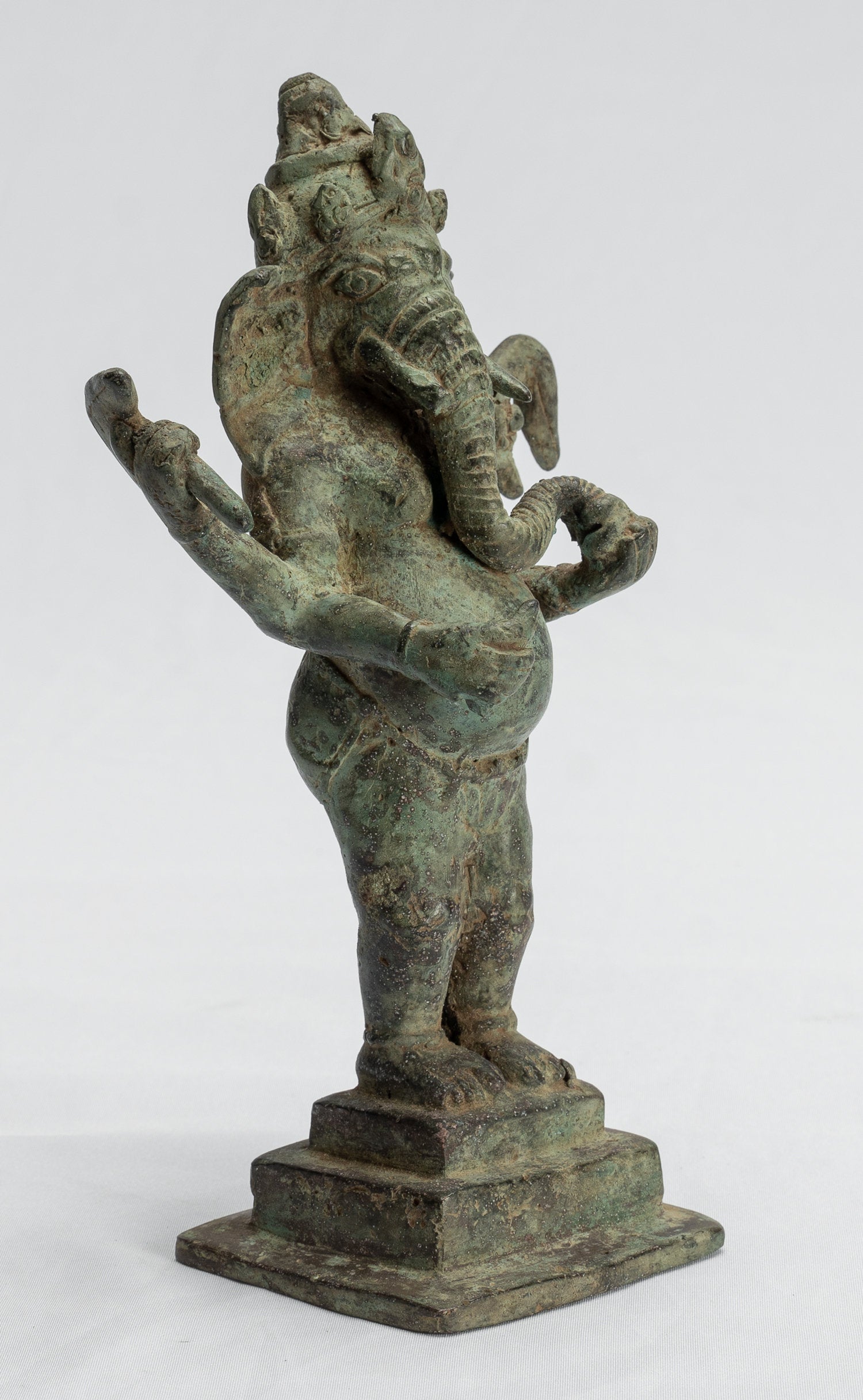 Ganesha Statue - Antique Javanese Style Bronze Standing Indonesian Ganesha Statue - 19cm/8"