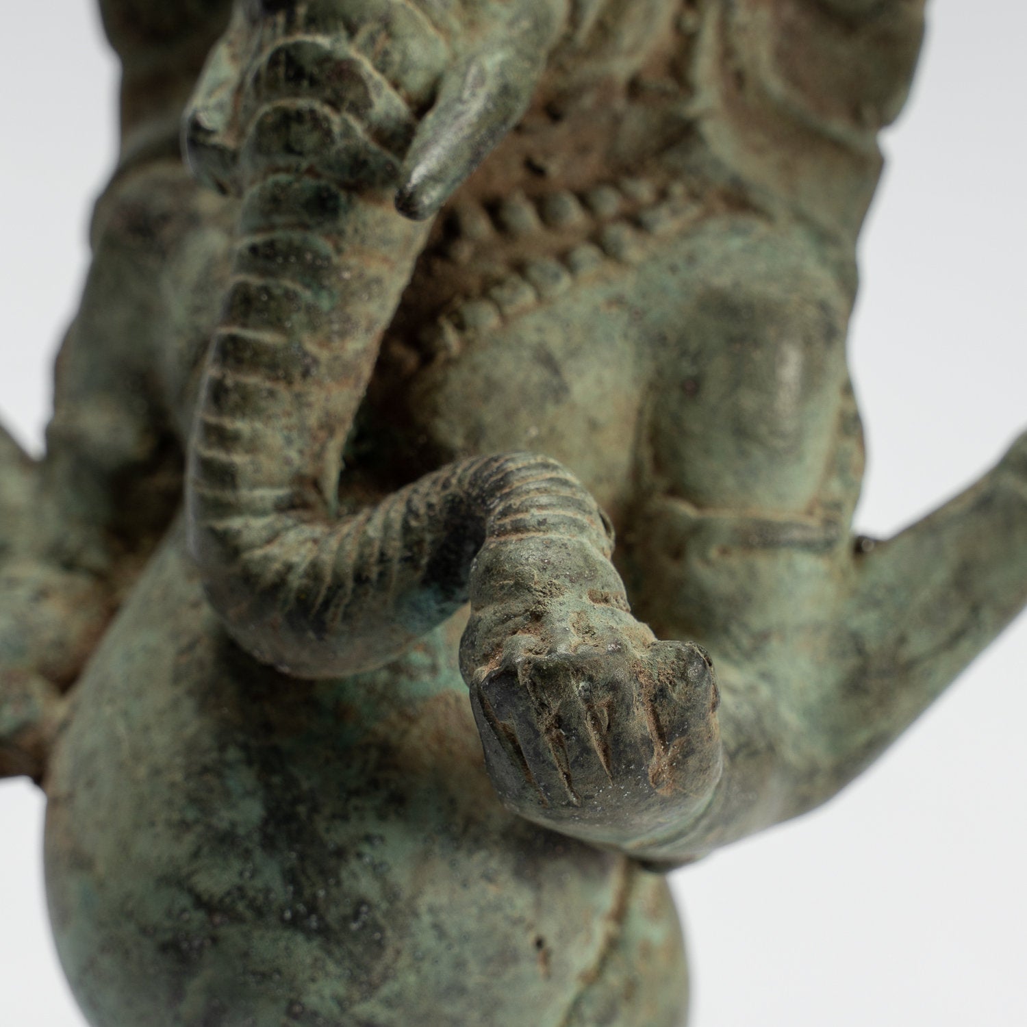 Ganesha Statue - Antique Javanese Style Bronze Standing Indonesian Ganesha Statue - 19cm/8"