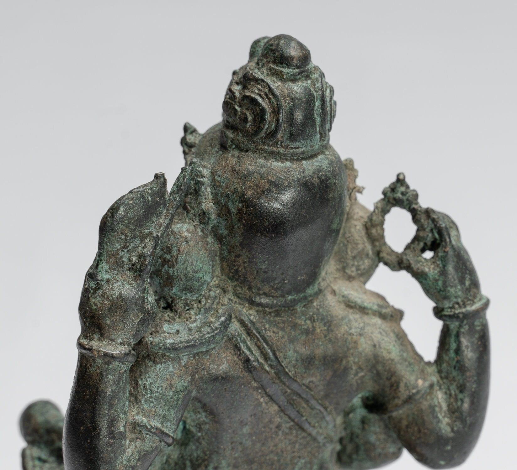 Estatua Ganesha - Estatua de bronce de estilo javanés antiguo Majapahit Ganesha - 24 cm/10 "