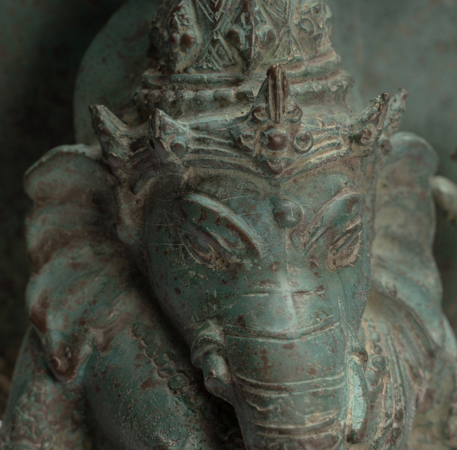 Statue de Ganesha - ancienne statue de Ganesha indonésienne en bronze de style javanais - 30 cm / 12 pouces