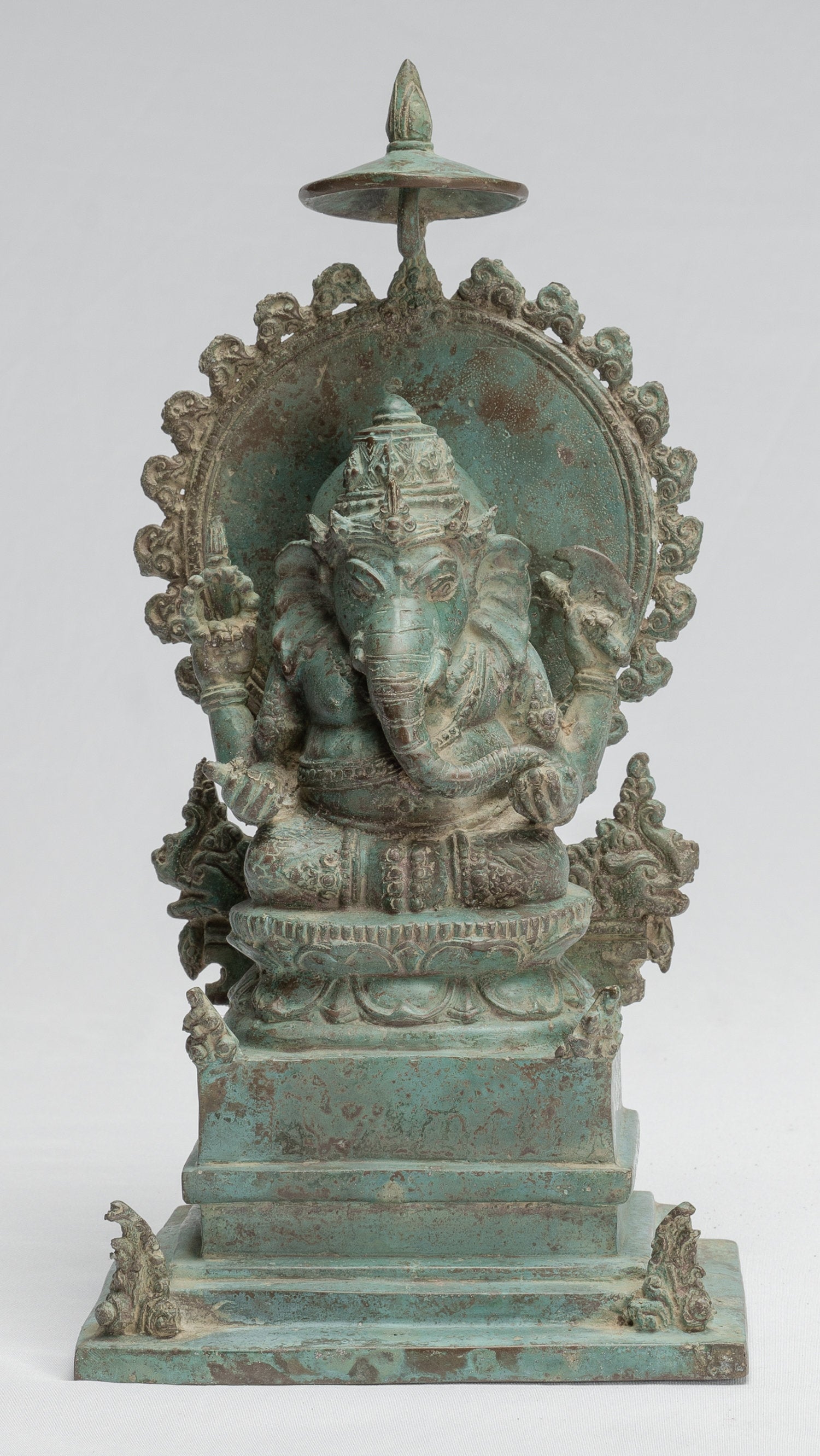 Statue de Ganesha - ancienne statue de Ganesha indonésienne en bronze de style javanais - 30 cm / 12 pouces
