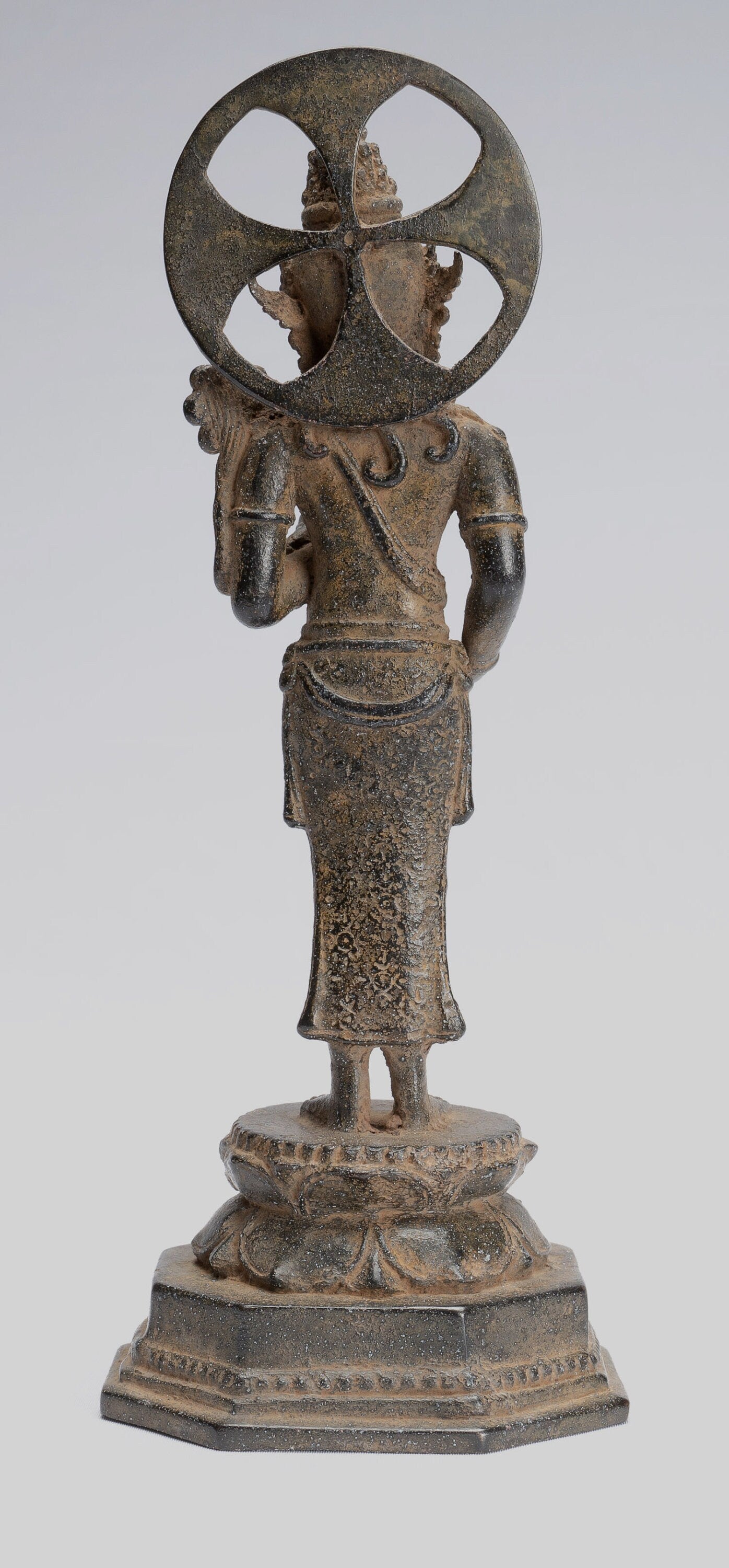 Tara Statue-Antique Java Style Majapahit Standing Bronze Devi Tara Statue-20.5cm/8"