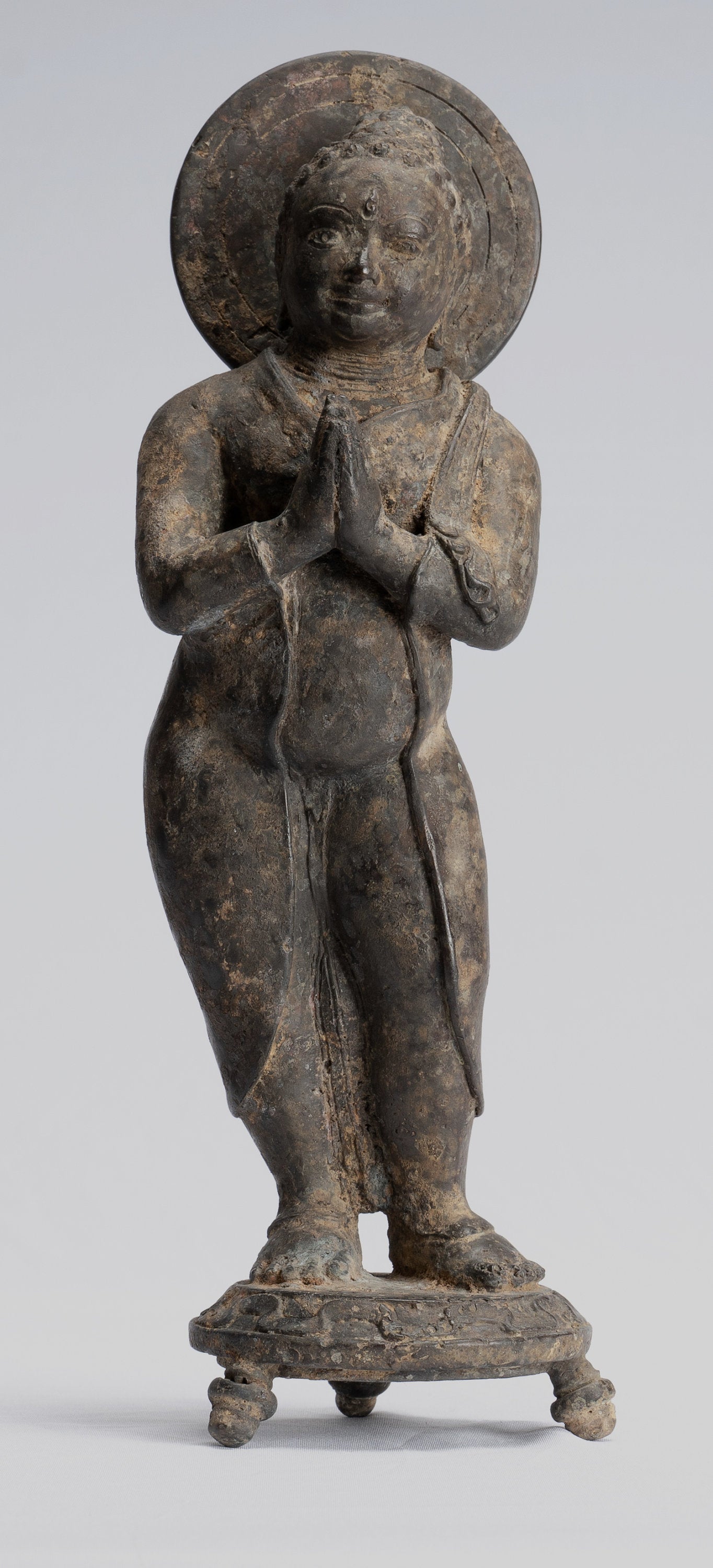 Estatua de Buda - Estilo indonesio antiguo Bronce Javanese Gautama Buddha - 28 cm/11 "