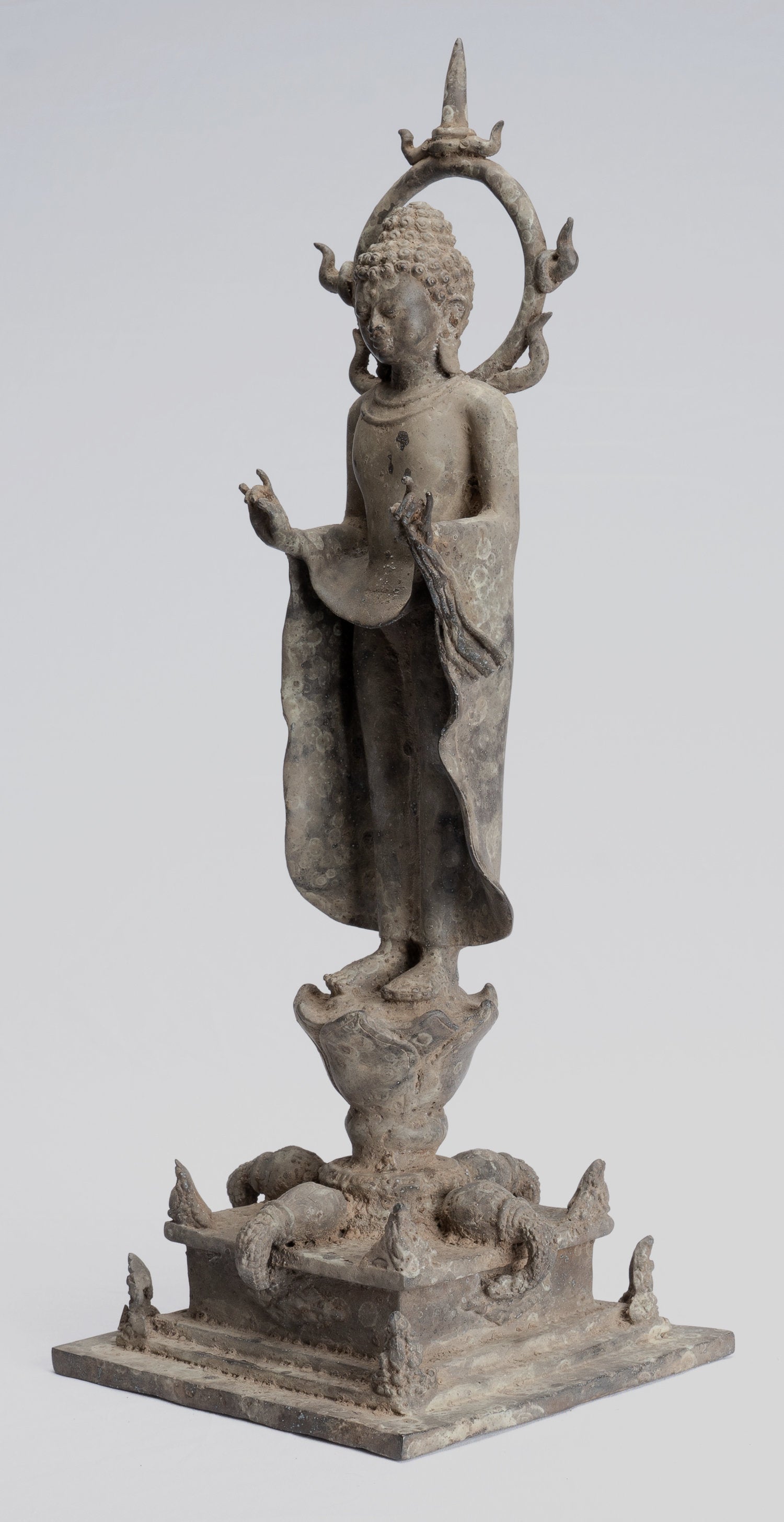 Statua di Buddha - Antique stile indonesiano in piedi bronzo giavanese insegnamento Buddha - 40 cm/16 "