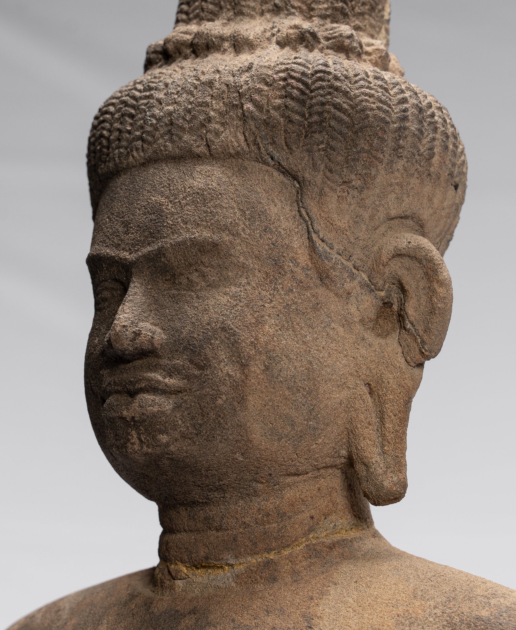 Estatua de Vishnu - Piedra de estilo Baphuon antiguo sentado Khmer Vishnu Statue - 48 cm / 19 "