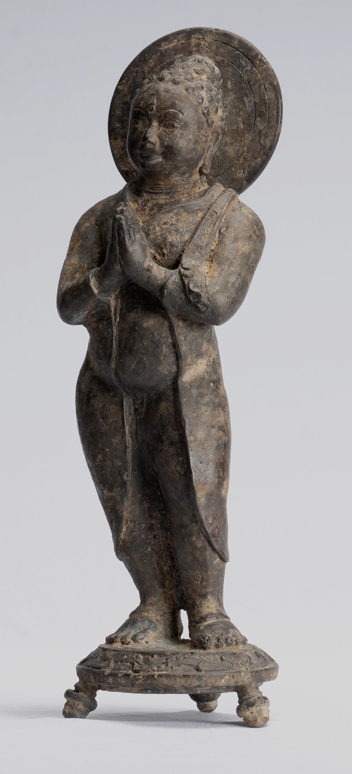 Estatua de Buda - Estilo indonesio antiguo Bronce Javanese Gautama Buddha - 28 cm/11 "