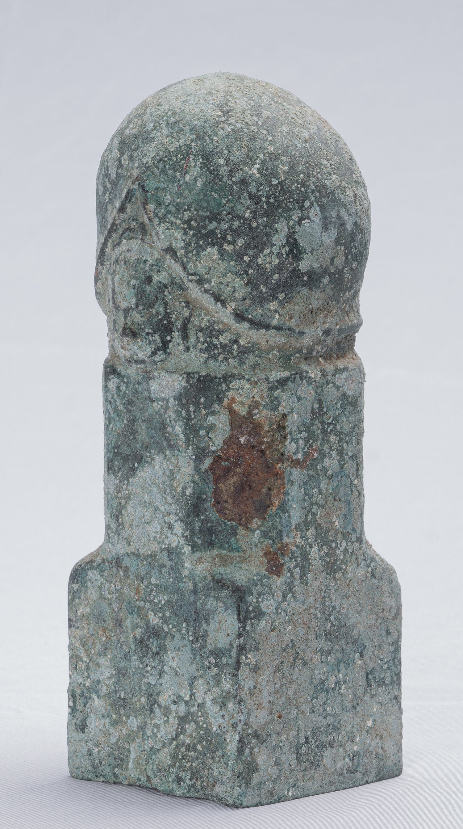 Antique Khmer Style Verdigris Bronze Shiva Linga / Lingnum & Yoni-22cm/9 "