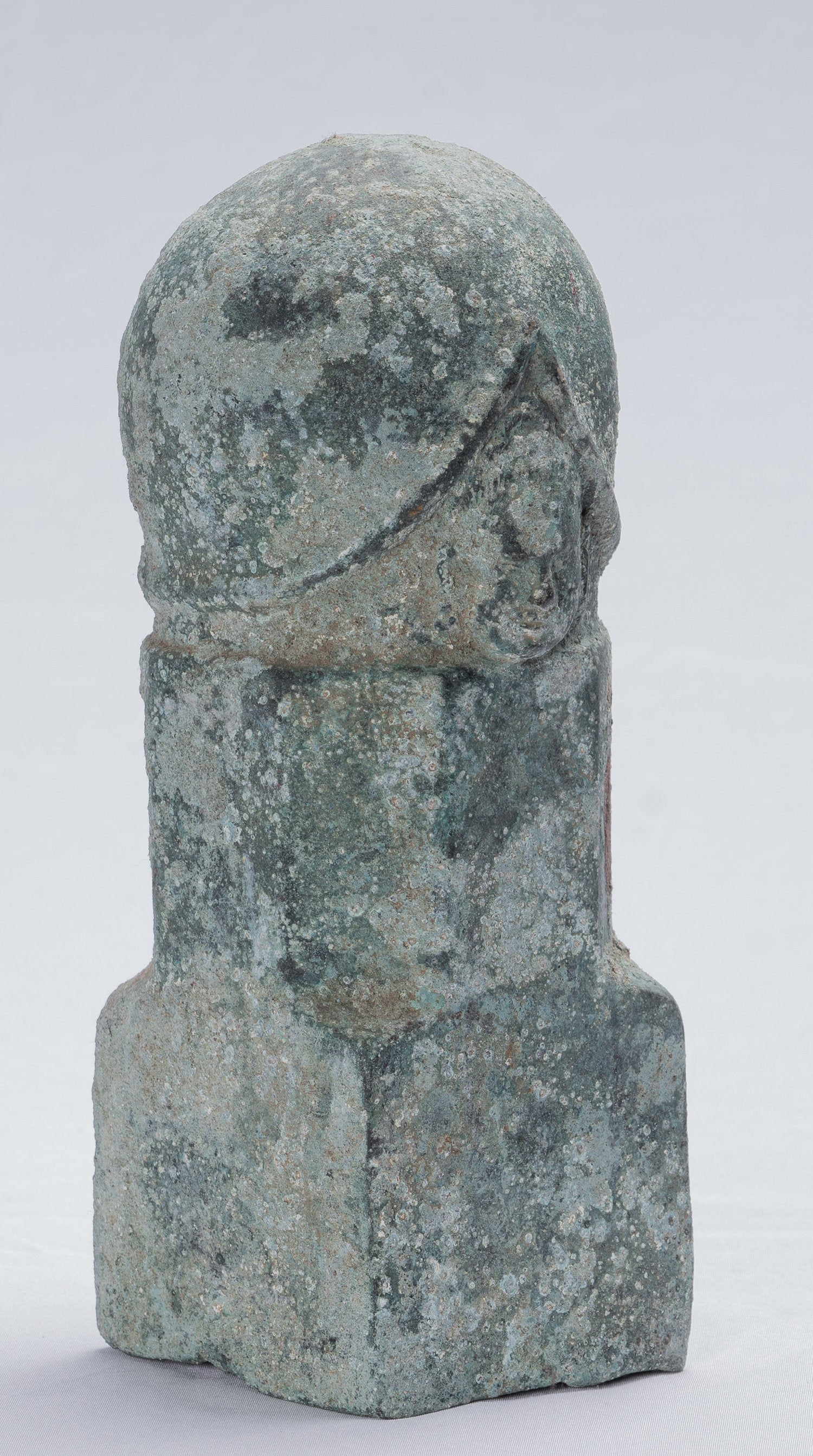 Antique Khmer Style Verdigris Bronze Shiva Linga / Lingnum & Yoni-22cm/9 "